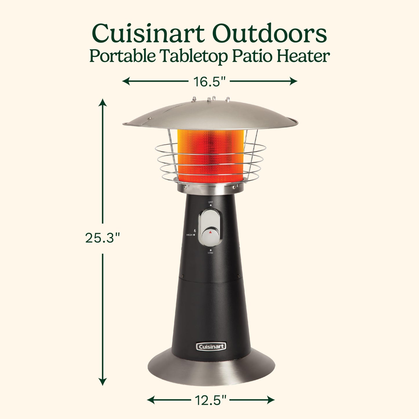 Cuisinart Portable Tabletop Patio Heater, 11,000 BTU Outdoor Propane Heater