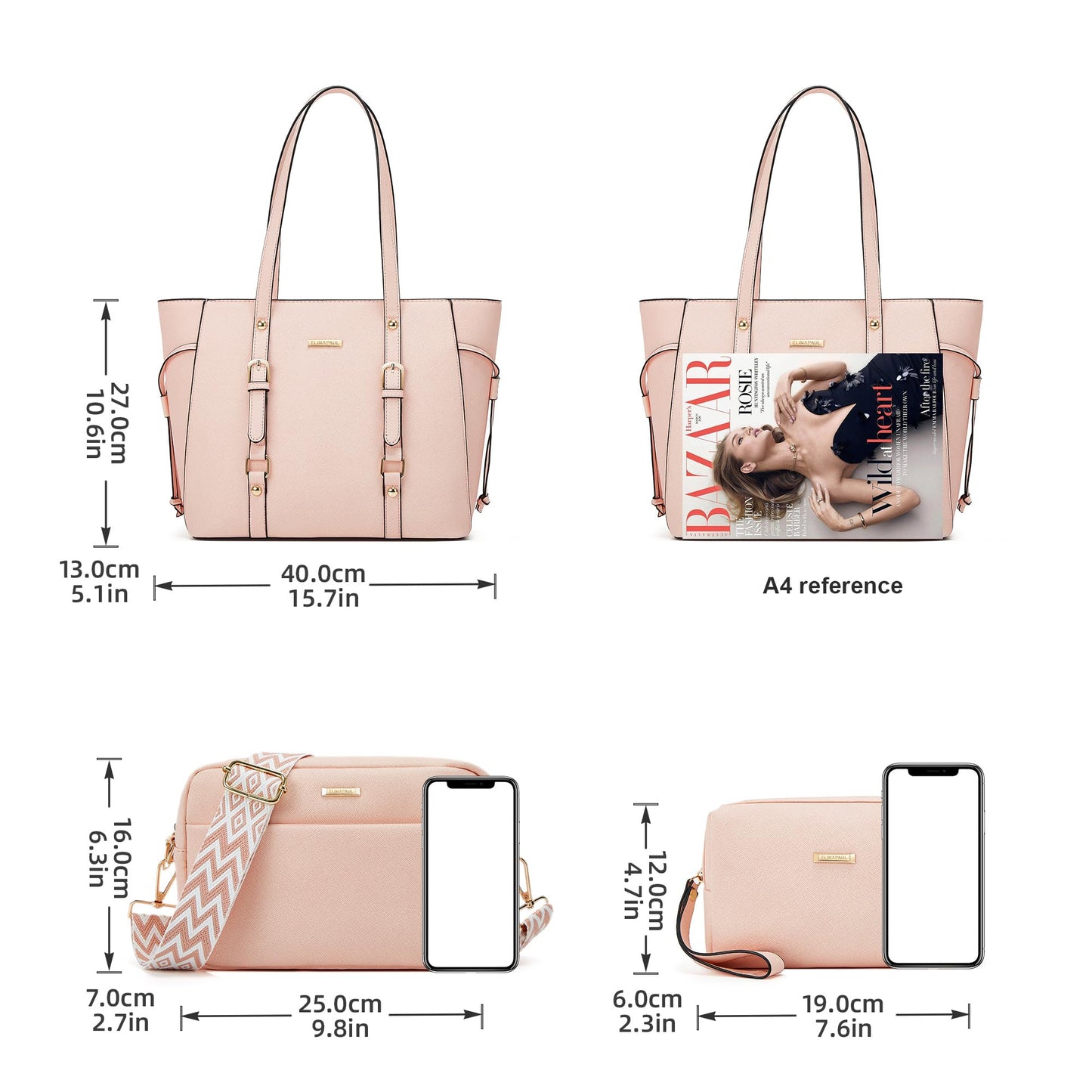 Women Fashion Synthetic Leather Handbags Set 4pcs