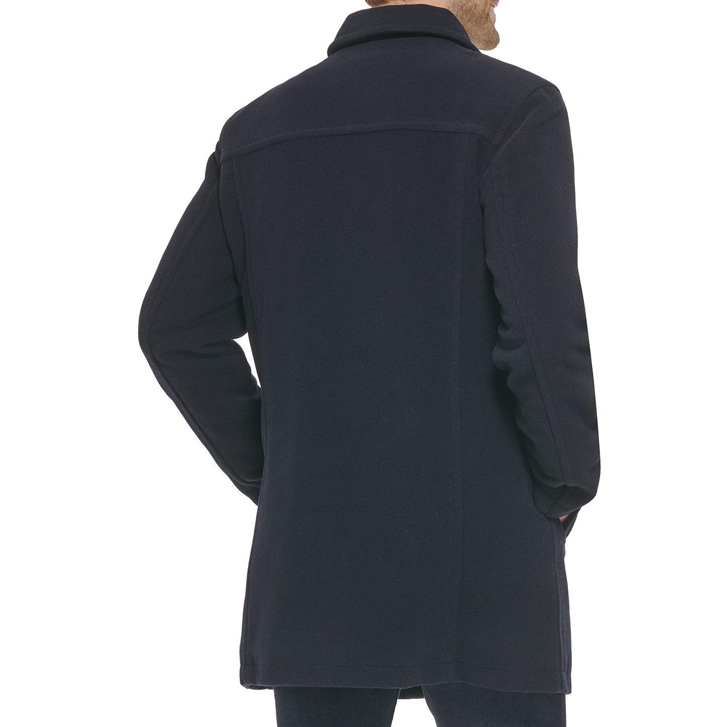 Cole Haan Men's Wool Car Coat, Navy, Large