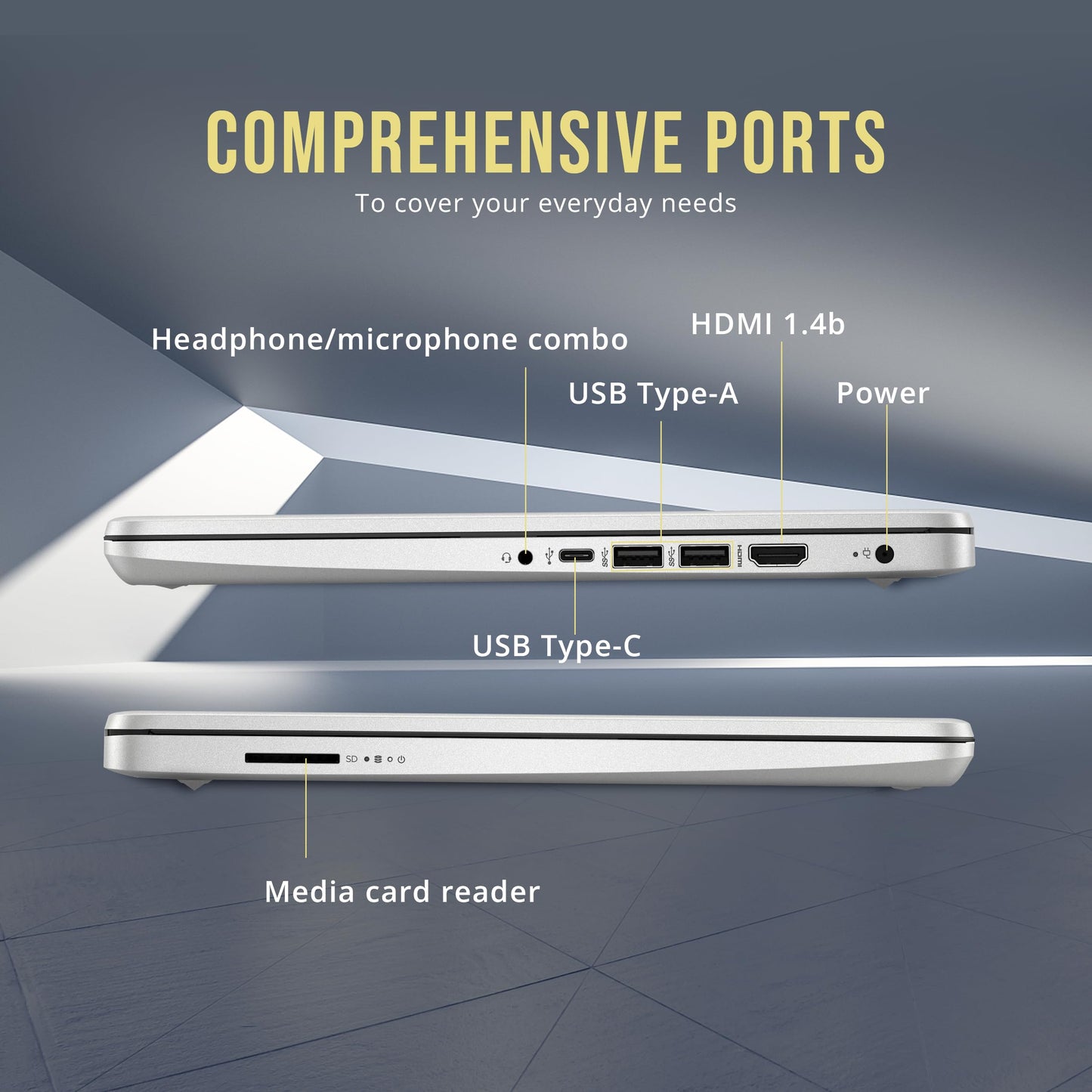 HP Stream 14" HD BrightView Laptop, Intel Processor N150, 16GB RAM, 416GB Storage