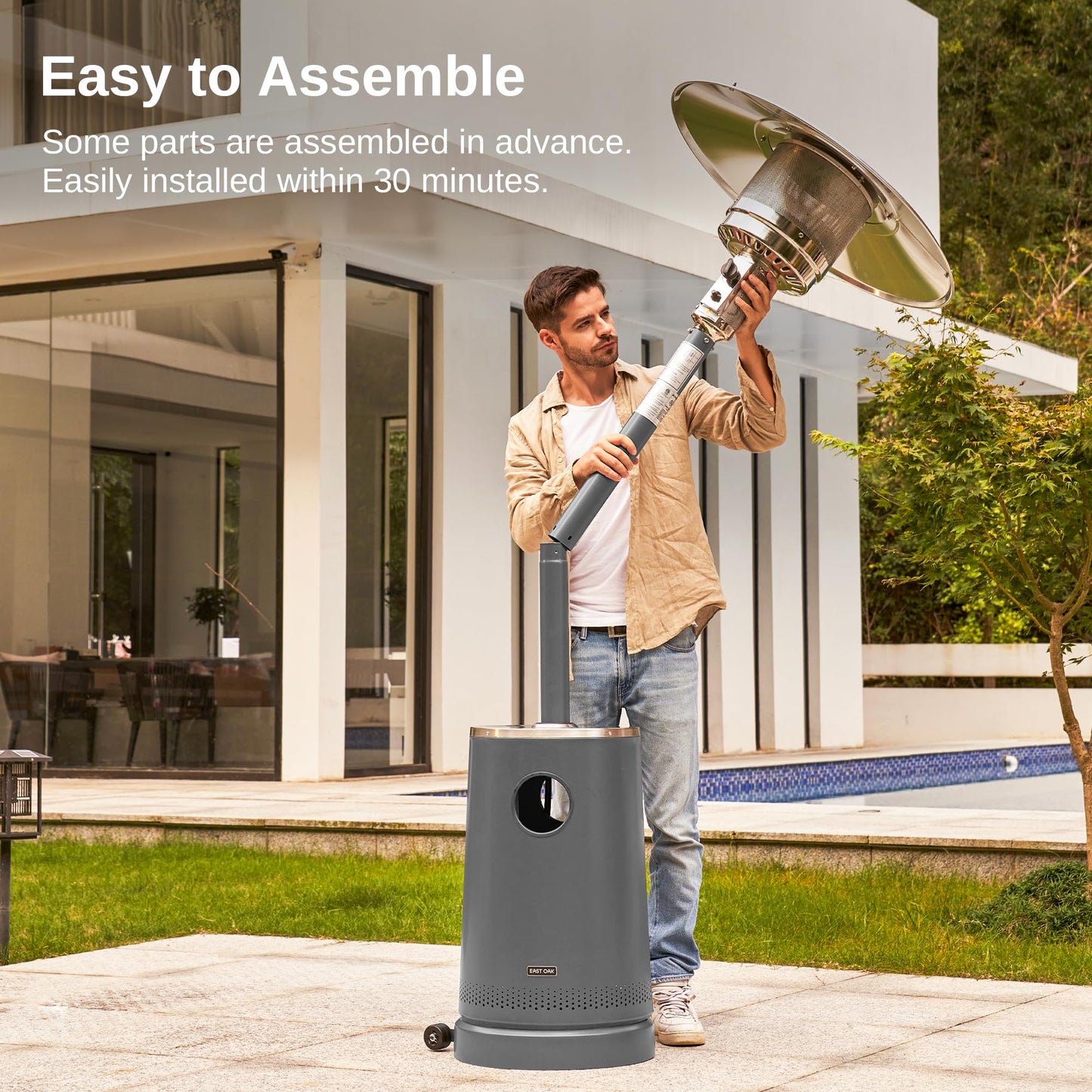 EAST OAK 50,000 BTU Patio Heater with Sand Box, Table Design