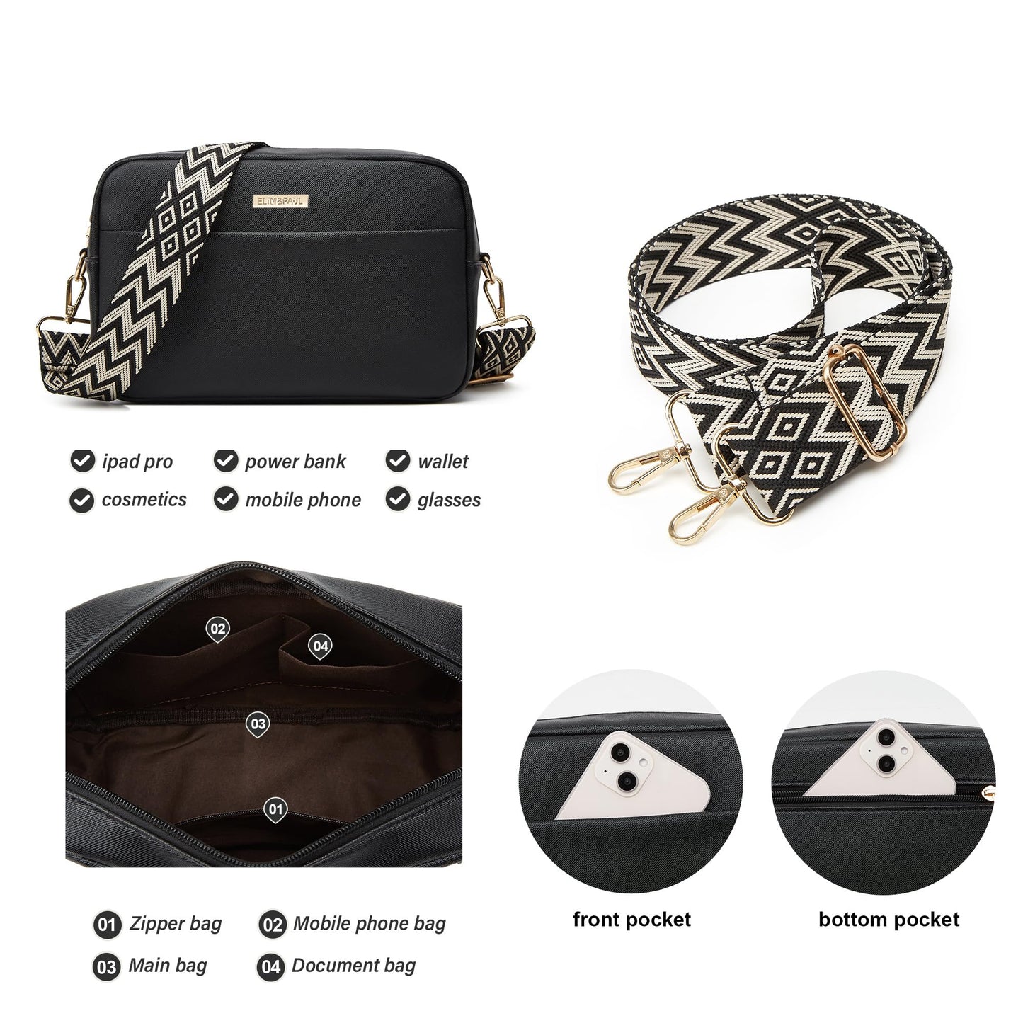 Women Fashion Synthetic Leather Handbags Set 4pcs