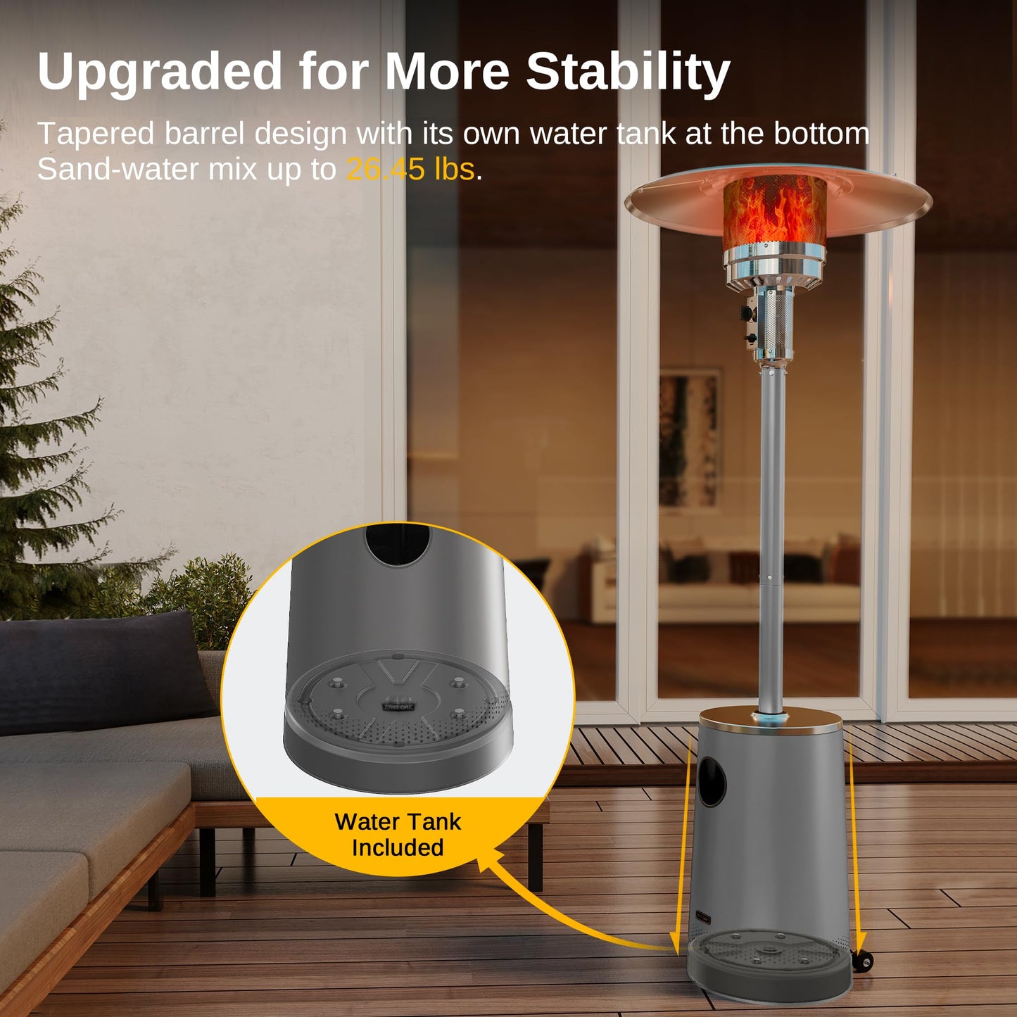 EAST OAK 50,000 BTU Patio Heater with Sand Box, Table Design