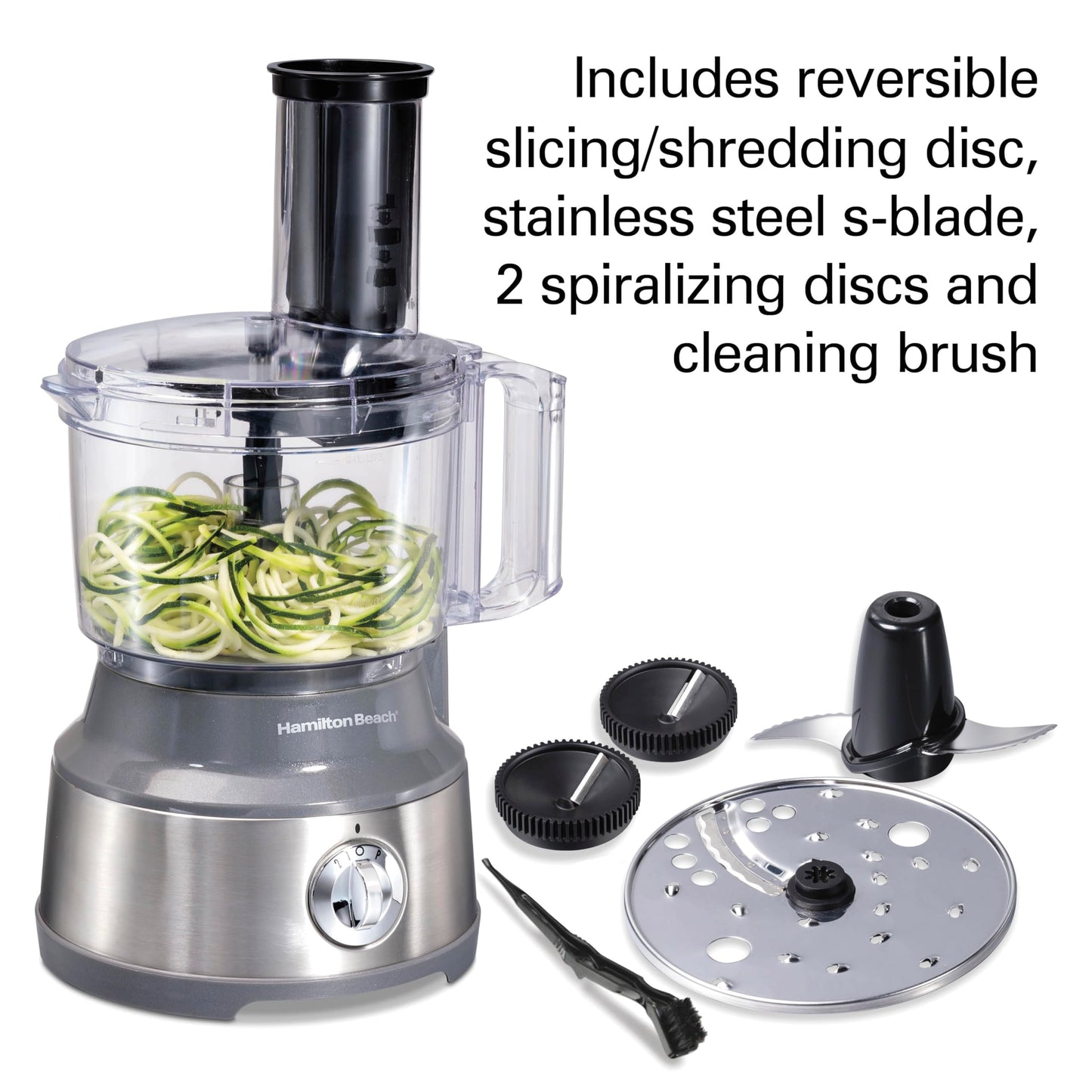 Hamilton Beach Food Processor & Vegetable Chopper for Slicing, Shredding, Mincing, and Puree, 10 Cups + Easy Clean Bowl Scraper, Black and Stainless Steel (70730)