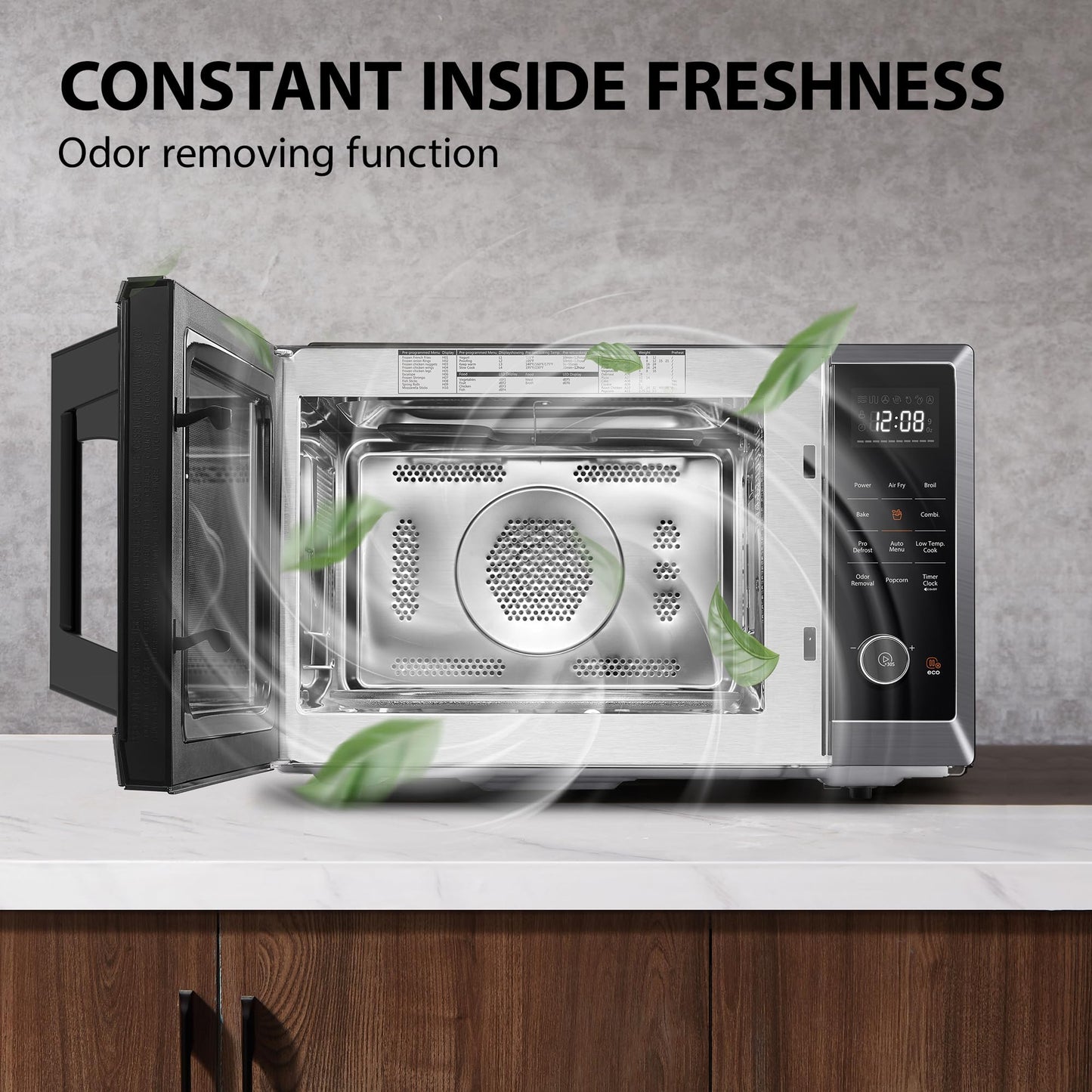 TOSHIBA EM131A5C-BS Countertop Microwave Ovens 1.2 Cu Ft, 12.4" Removable Turntable Smart Humidity Sensor 12 Auto Menus Mute Function ECO Mode Easy Clean Interior Black Color 1000W