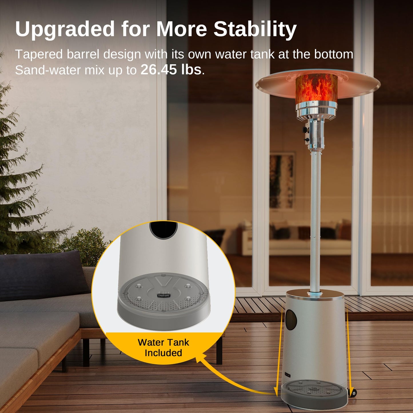 EAST OAK 50,000 BTU Patio Heater with Sand Box, Table Design