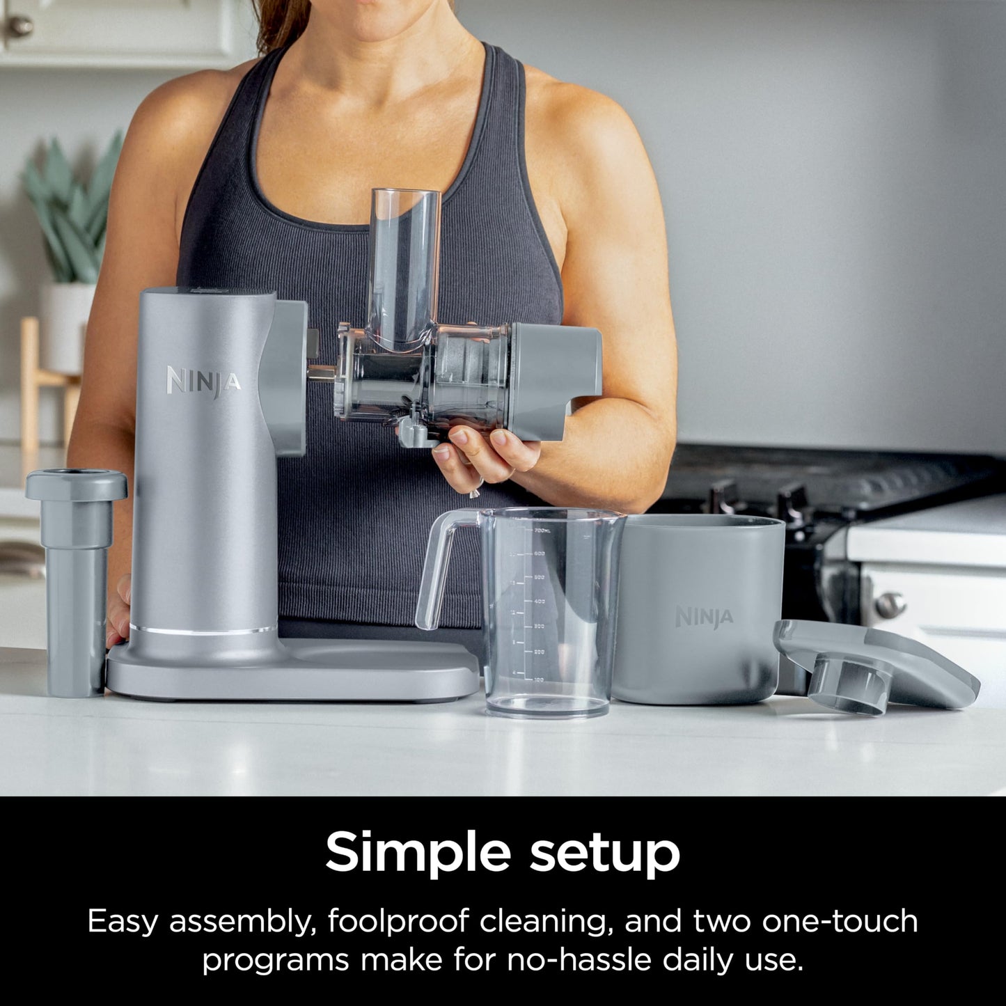 Ninja NeverClog Cold Press Juicer, Powerful Slow Juicer with Total Pulp Control, Countertop, Electric, 2 Pulp Functions, Dishwasher Safe, 2nd Generation, Charcoal, JC151