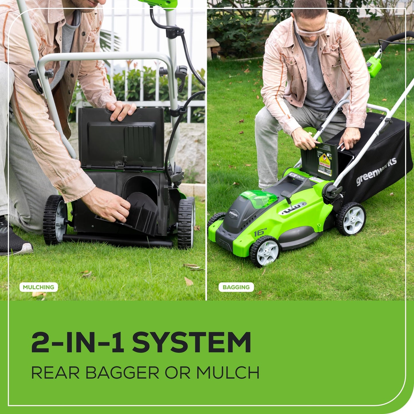 Greenworks 40V 16" Cordless Lawn Mower with 4.0Ah Battery & Charger