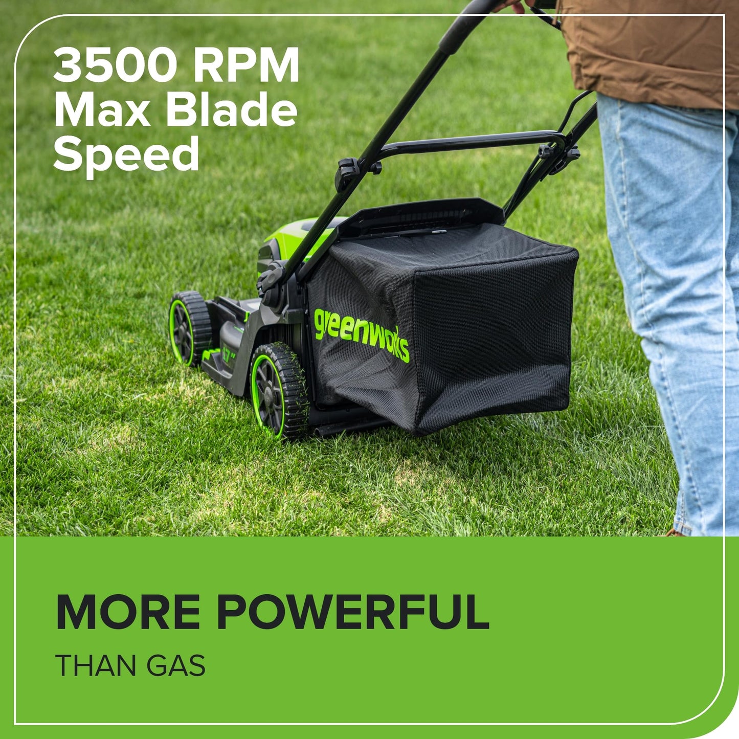 Greenworks 60V 17" Brushless Cordless Push Lawn Mower, 2-in-1 Mulching/Bagging