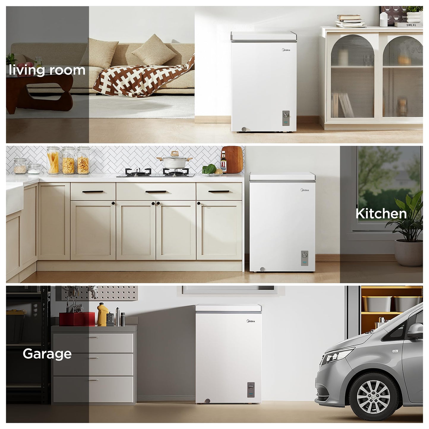 Midea Chest Freezer, 3.5 Cubic Feet Freezer