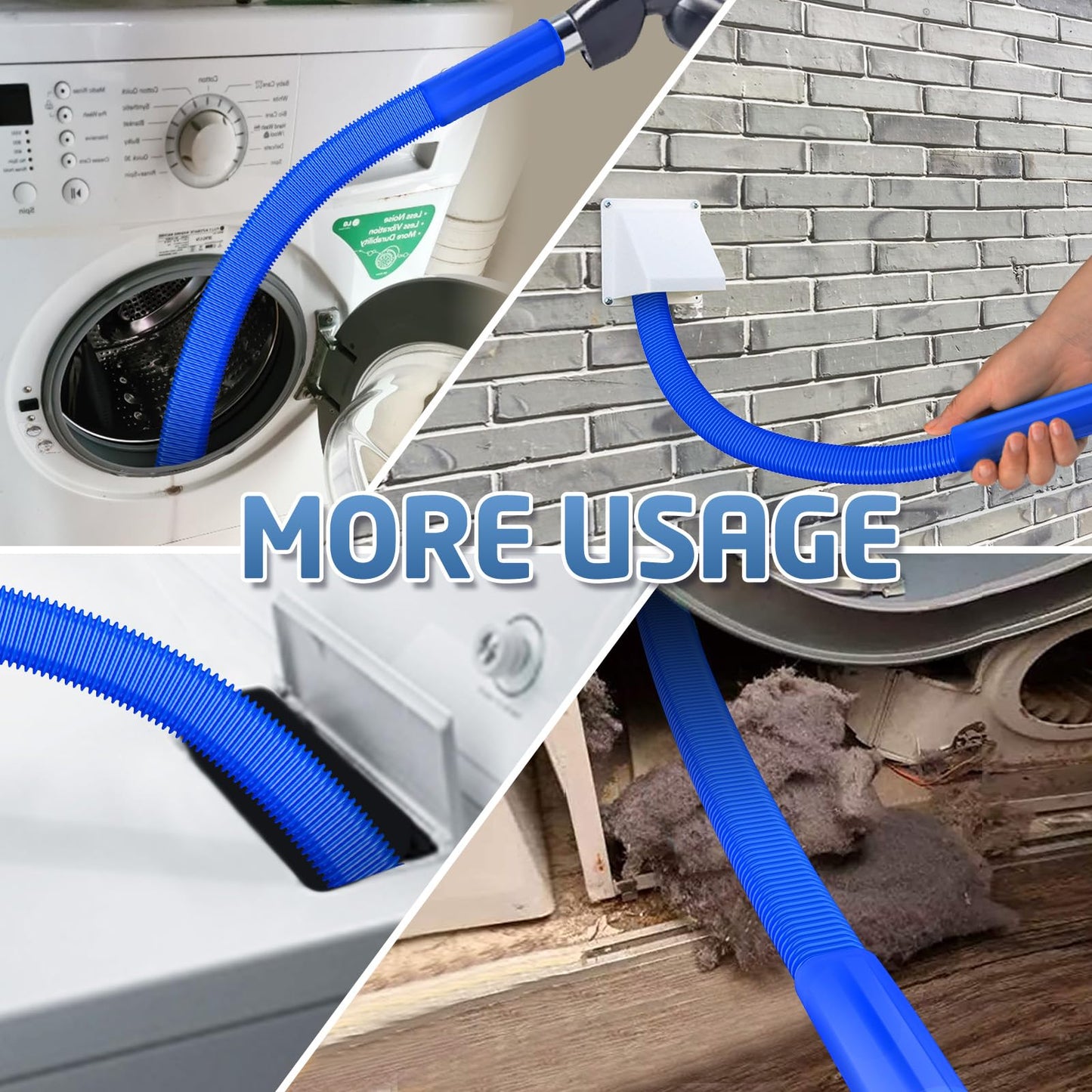 2 Pieces Dryer Vent Cleaner Kit Compatible with Most Vacuum Cleaner, Dryer Lint Brush and Vacuum Hose Attachment with Universal Connector, Quickly Lint Remover