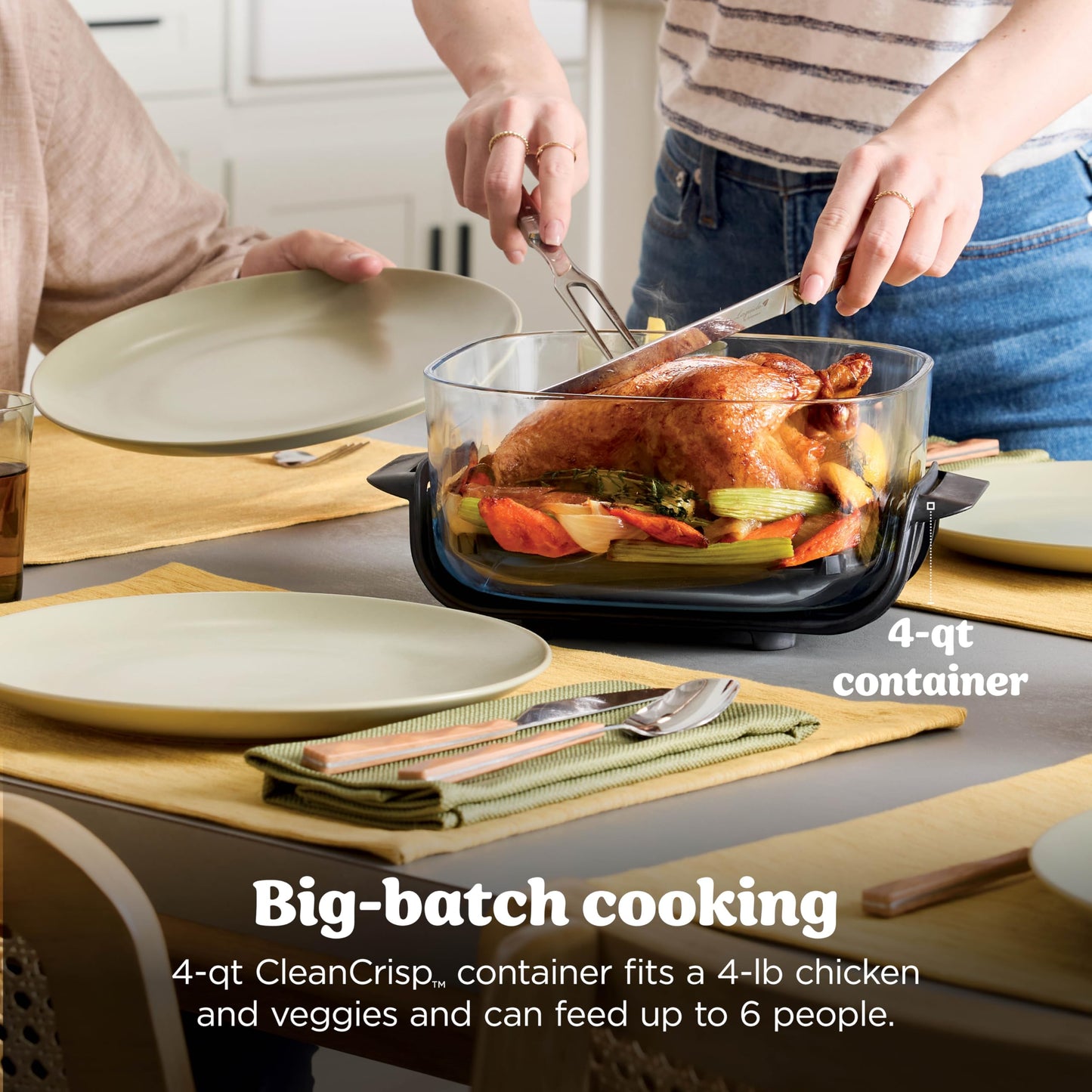 Ninja Crispi Air Fryer, Microwave, Freezer & Dishwasher Safe, Non Toxic Glass Portable Cooking System, 4 QT & 6 Cup Glass Containers with Storage Lids, Easy Meals, Air Fry, Bake, Stone, FN101ST