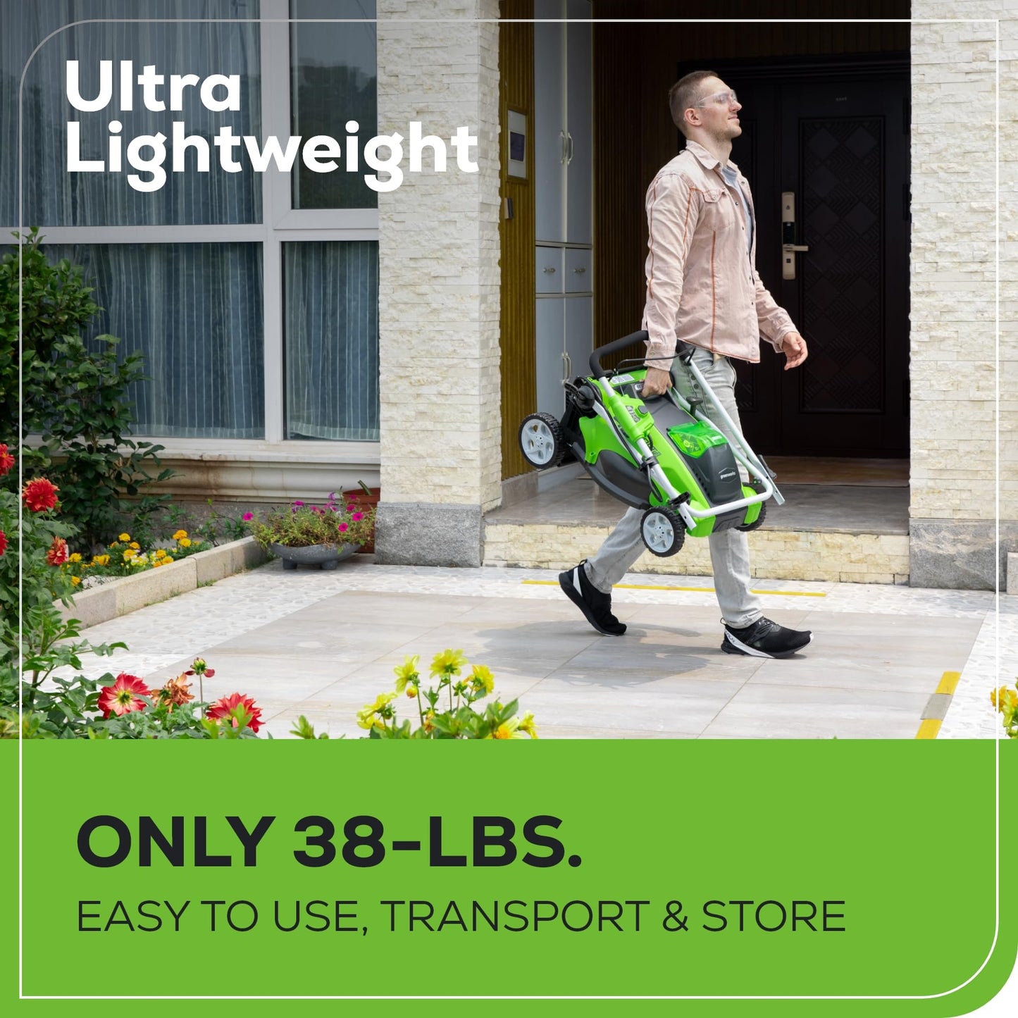 Greenworks 40V 16" Cordless Lawn Mower with 4.0Ah Battery & Charger