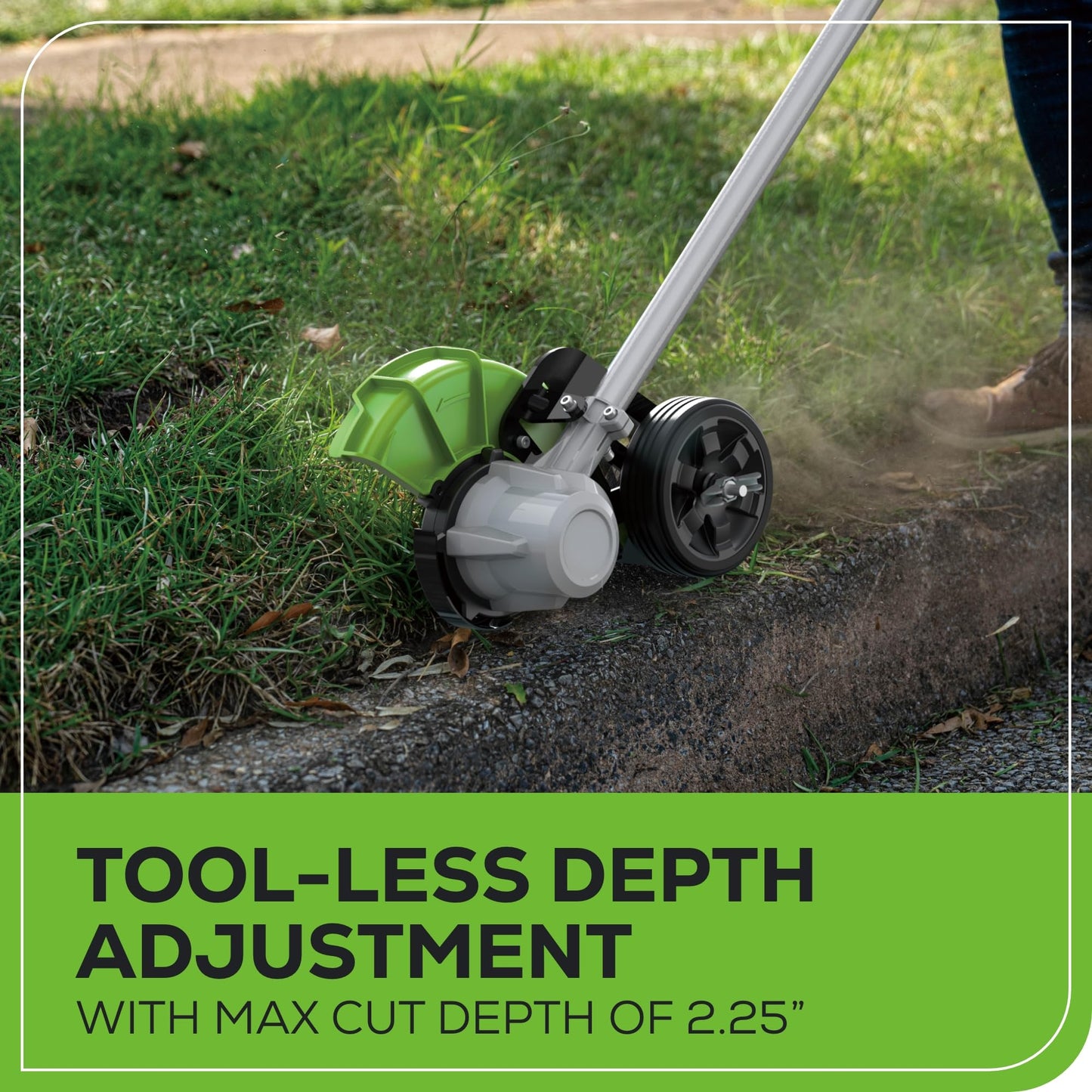 Greenworks 80V All-Terrain Brushless Edger, 8" Steel Blade, 2.25" Pro