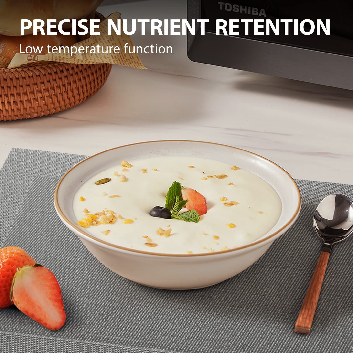 TOSHIBA EM131A5C-BS Countertop Microwave Ovens 1.2 Cu Ft, 12.4" Removable Turntable Smart Humidity Sensor 12 Auto Menus Mute Function ECO Mode Easy Clean Interior Black Color 1000W