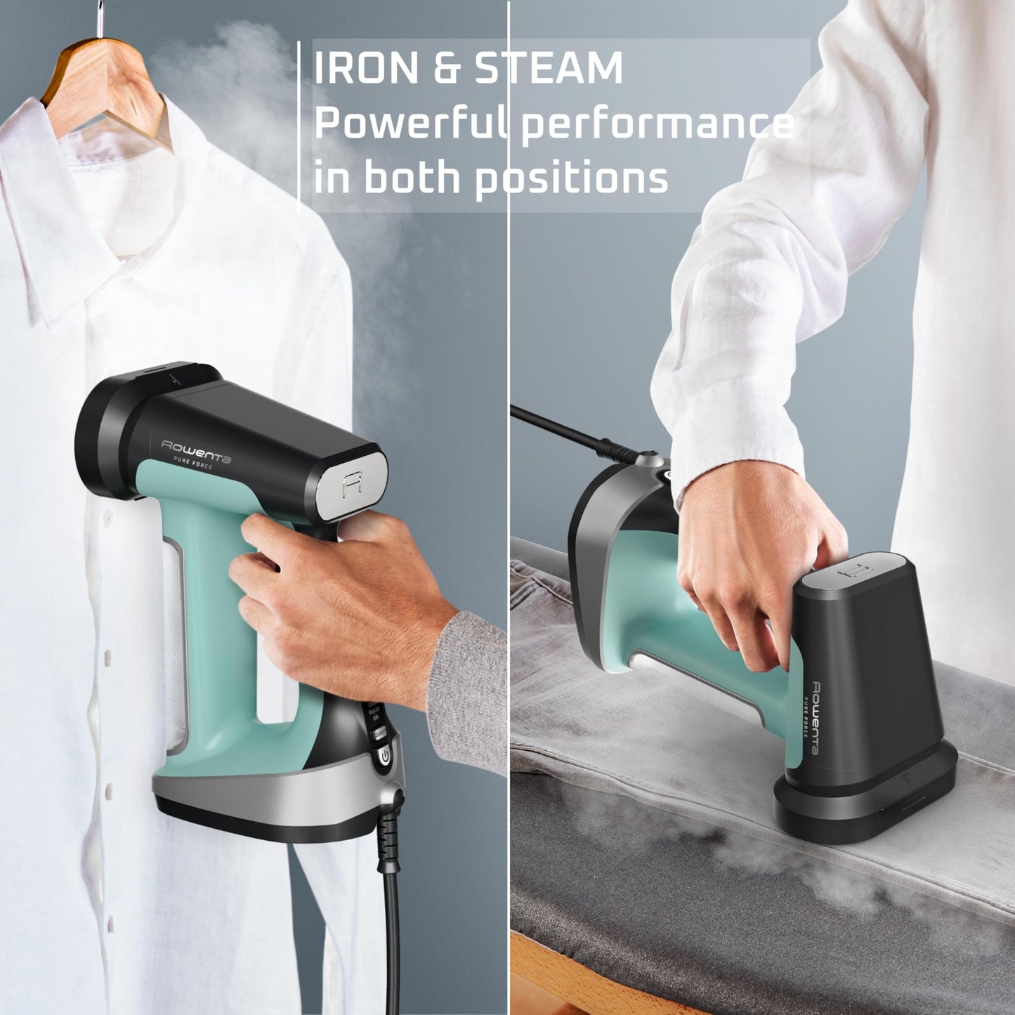 Rowenta Handheld Steamer for Clothes, Pure Force 2in1 Steamer & Iron