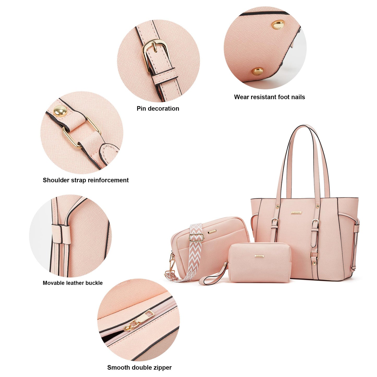 Women Fashion Synthetic Leather Handbags Set 4pcs
