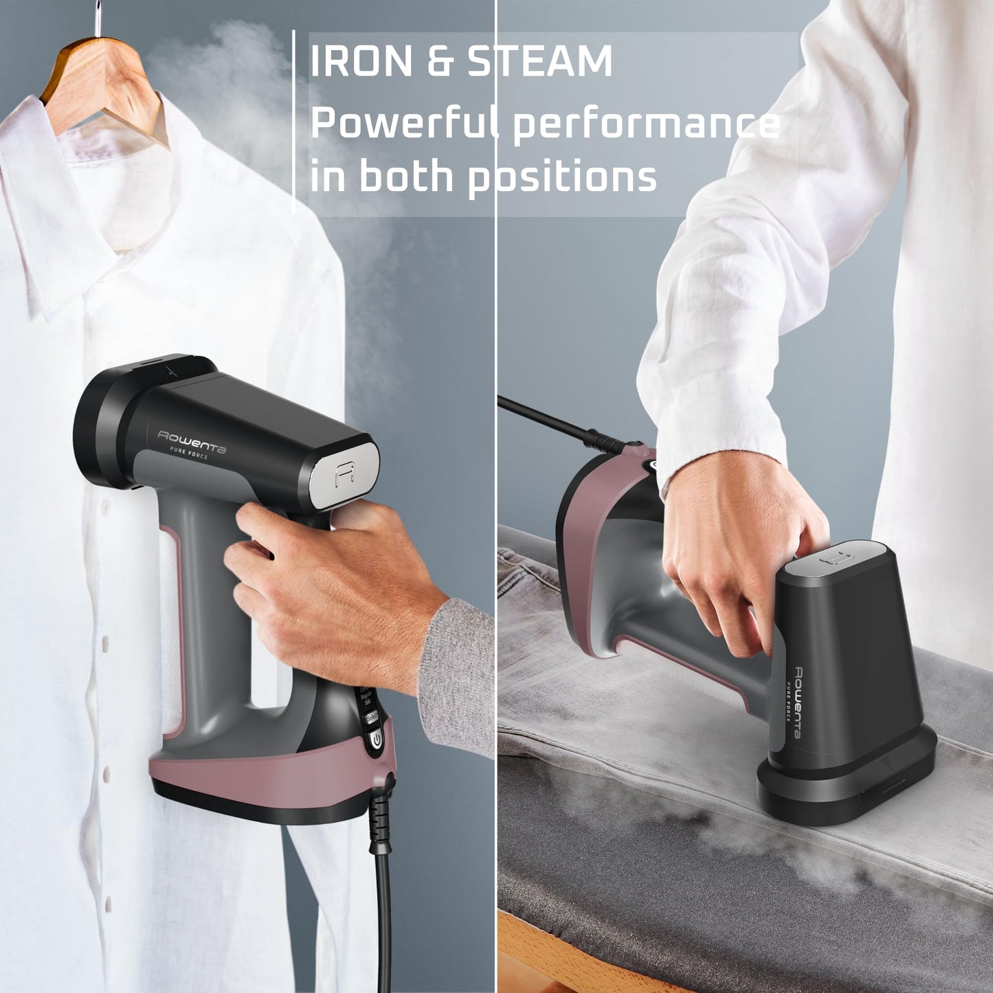 Rowenta Handheld Steamer for Clothes, Pure Force 2in1 Steamer & Iron