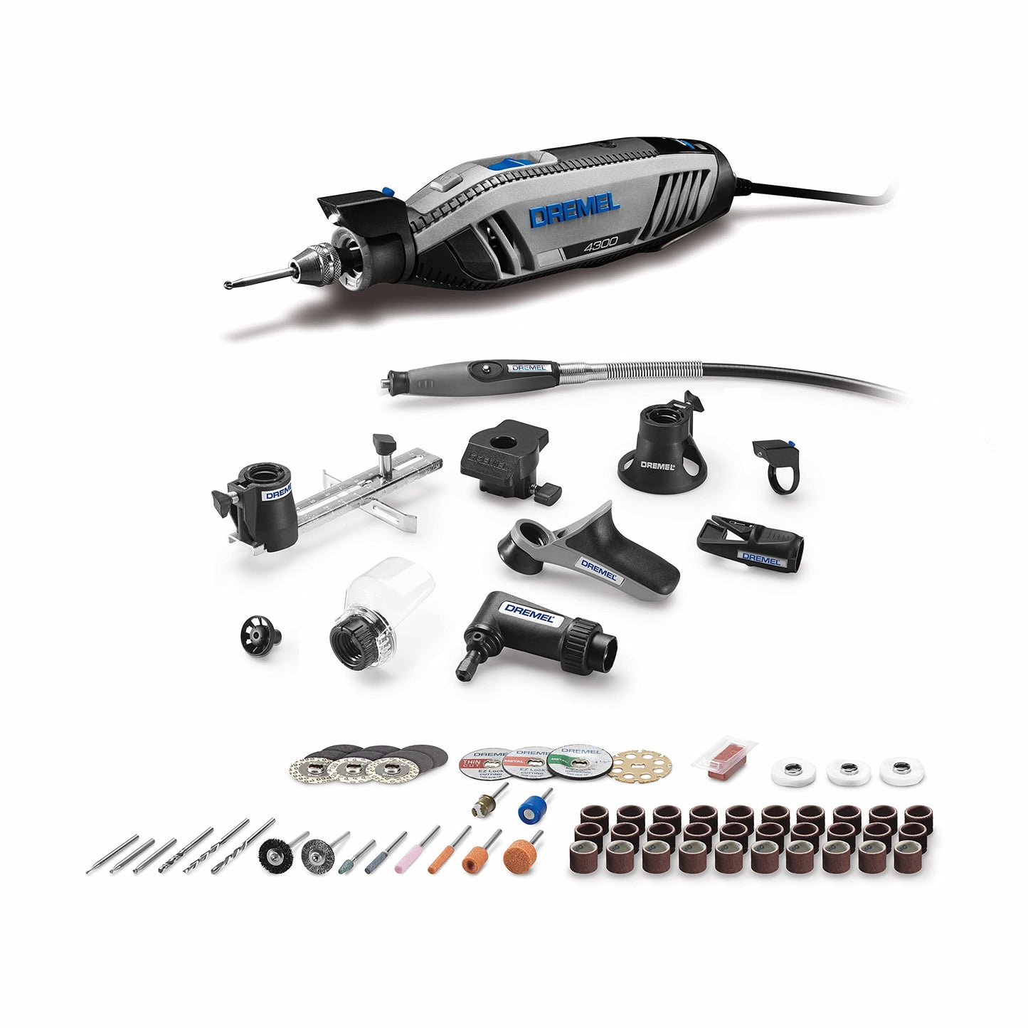 Dremel 4300-5/40 High Performance Rotary Tool Kit with LED Light- 5 Attachments & 40 Accessories - Ideal for Grinding, Cutting, Wood Carving, Sanding, and Engraving