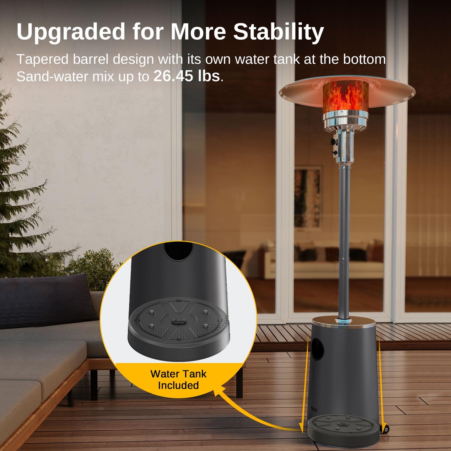EAST OAK 50,000 BTU Patio Heater with Sand Box, Table Design