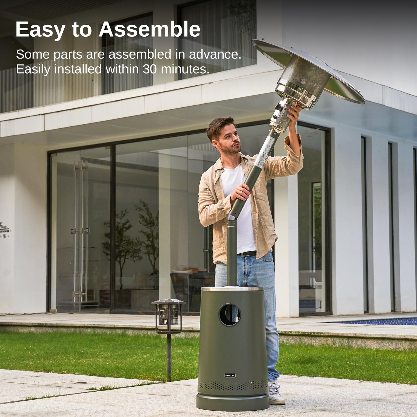 EAST OAK 50,000 BTU Patio Heater with Sand Box, Table Design