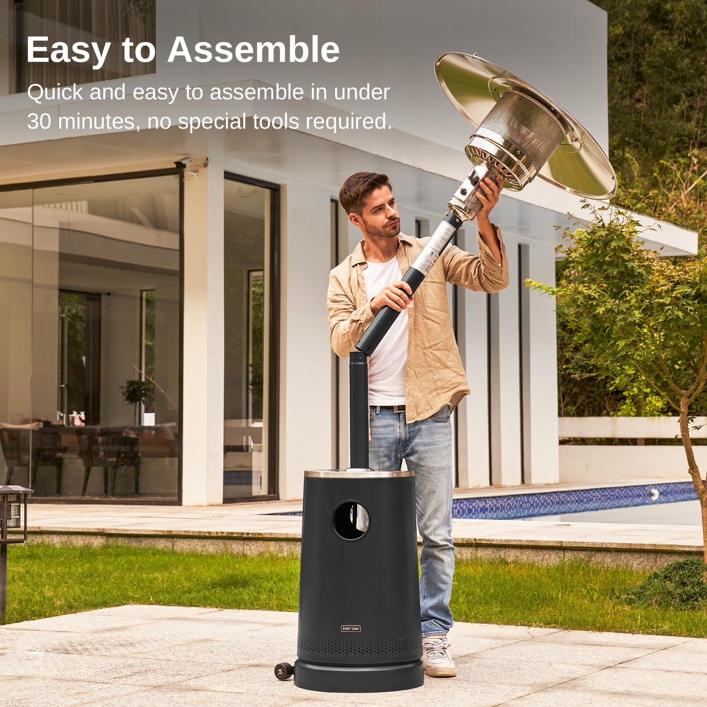 EAST OAK 50,000 BTU Patio Heater with Sand Box, Table Design