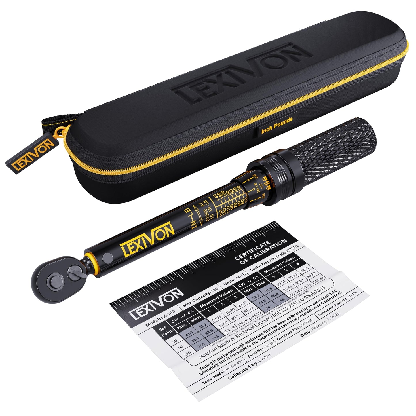 LEXIVON Torque Wrench 1/2-Inch Drive Click 10~150 Ft-Lb/13.6~203.5 Nm (LX-183)