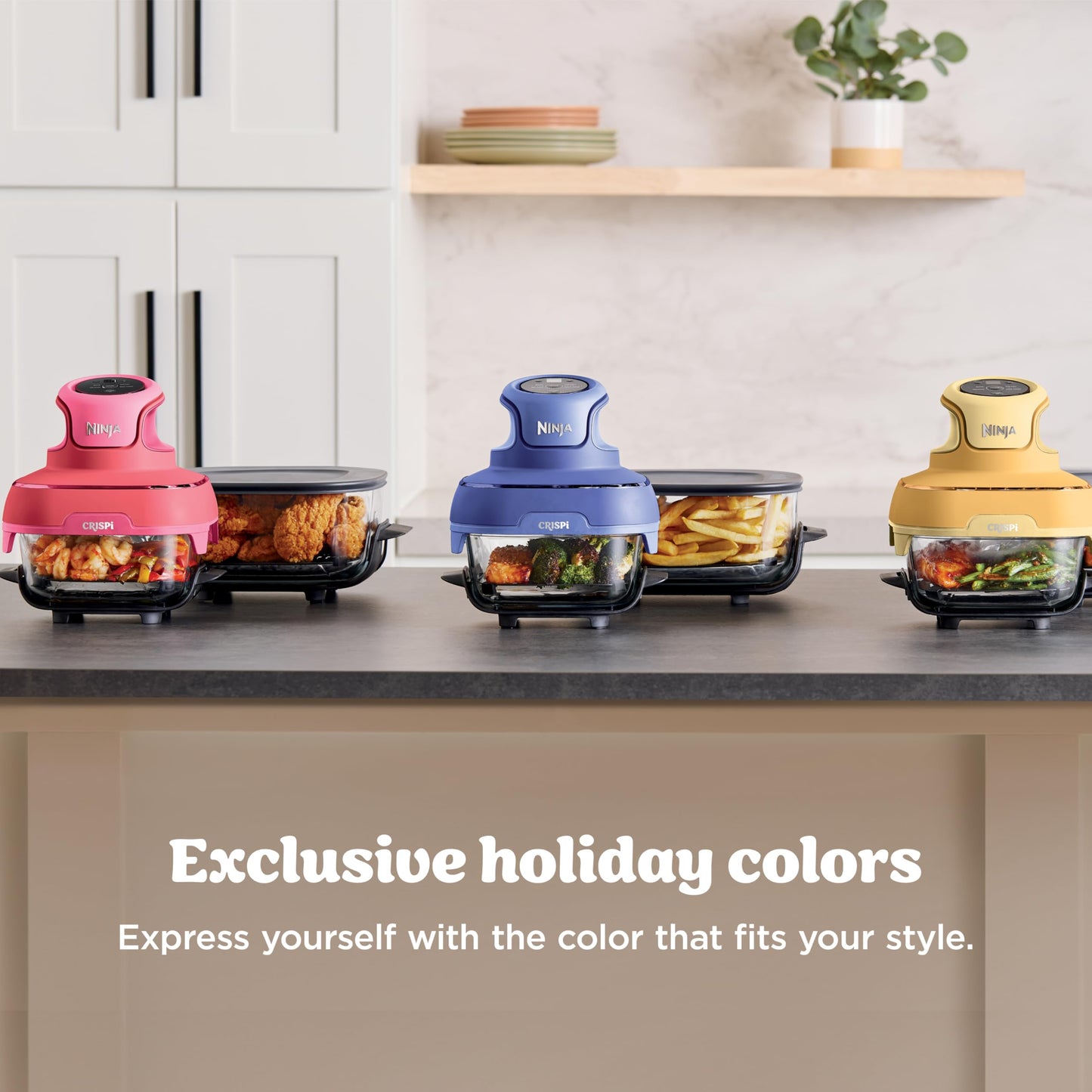 Ninja Crispi Air Fryer, Microwave, Freezer & Dishwasher Safe, Non Toxic Glass Portable Cooking System, 4 QT & 6 Cup Glass Containers with Storage Lids, Easy Meals, Air Fry, Bake, Stone, FN101ST