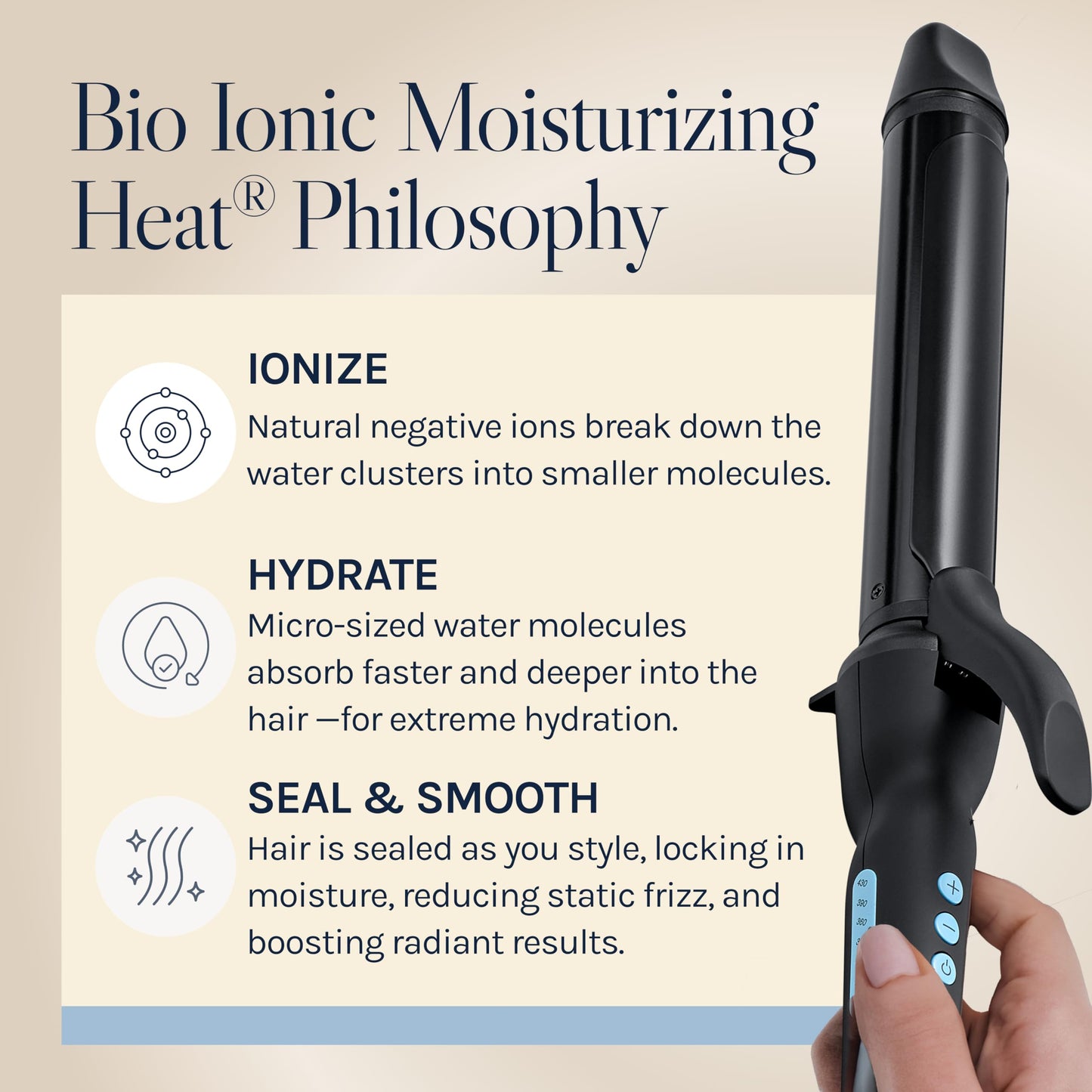 Bio Ionic Long Barrel Styler,Curling Iron with Moisture Heat Technology & NanoIonic MX, Verstatile Curling Wand
