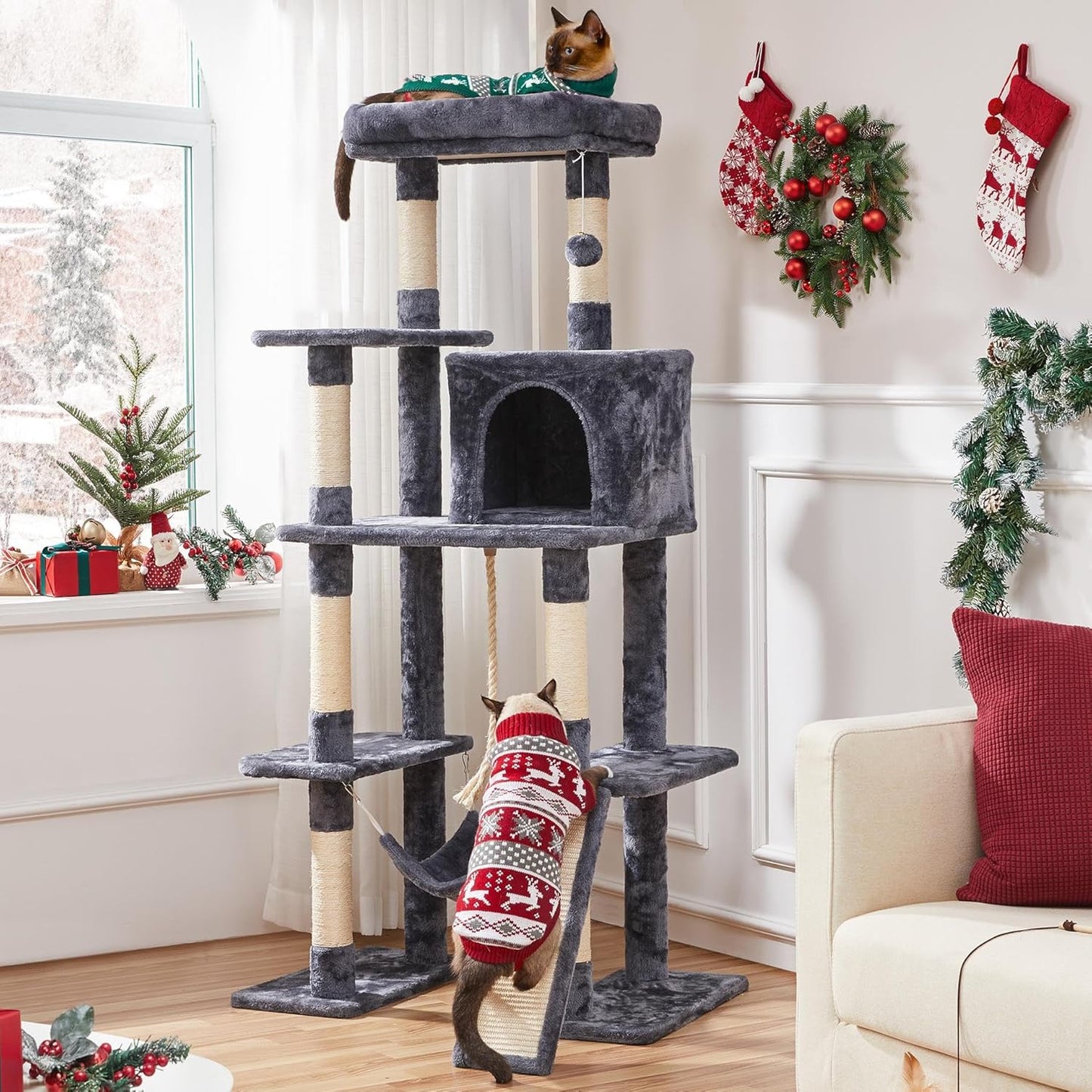 Yaheetech Large Multi-Level Cat Tree, 63 Inches Tall