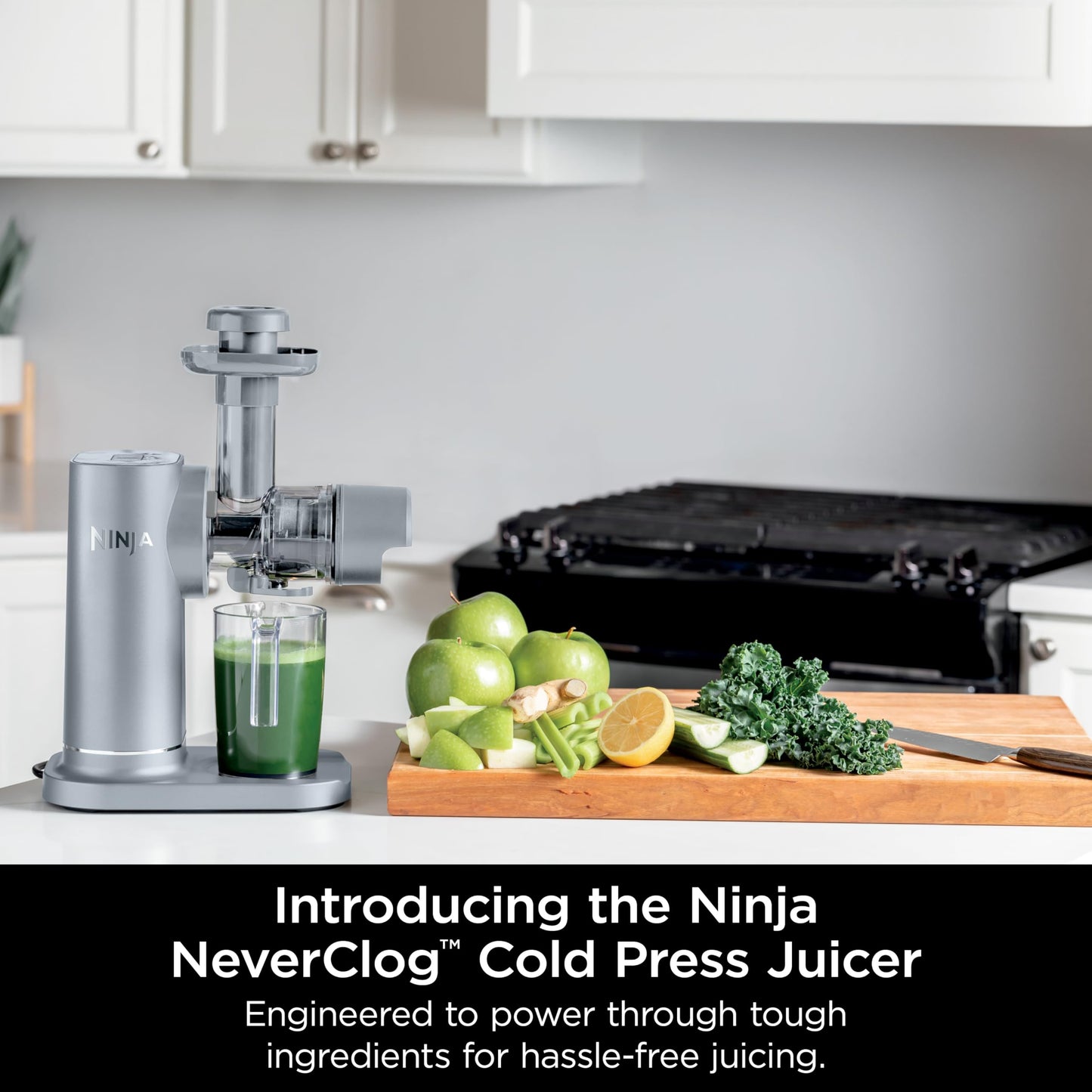 Ninja NeverClog Cold Press Juicer, Powerful Slow Juicer with Total Pulp Control, Countertop, Electric, 2 Pulp Functions, Dishwasher Safe, 2nd Generation, Charcoal, JC151