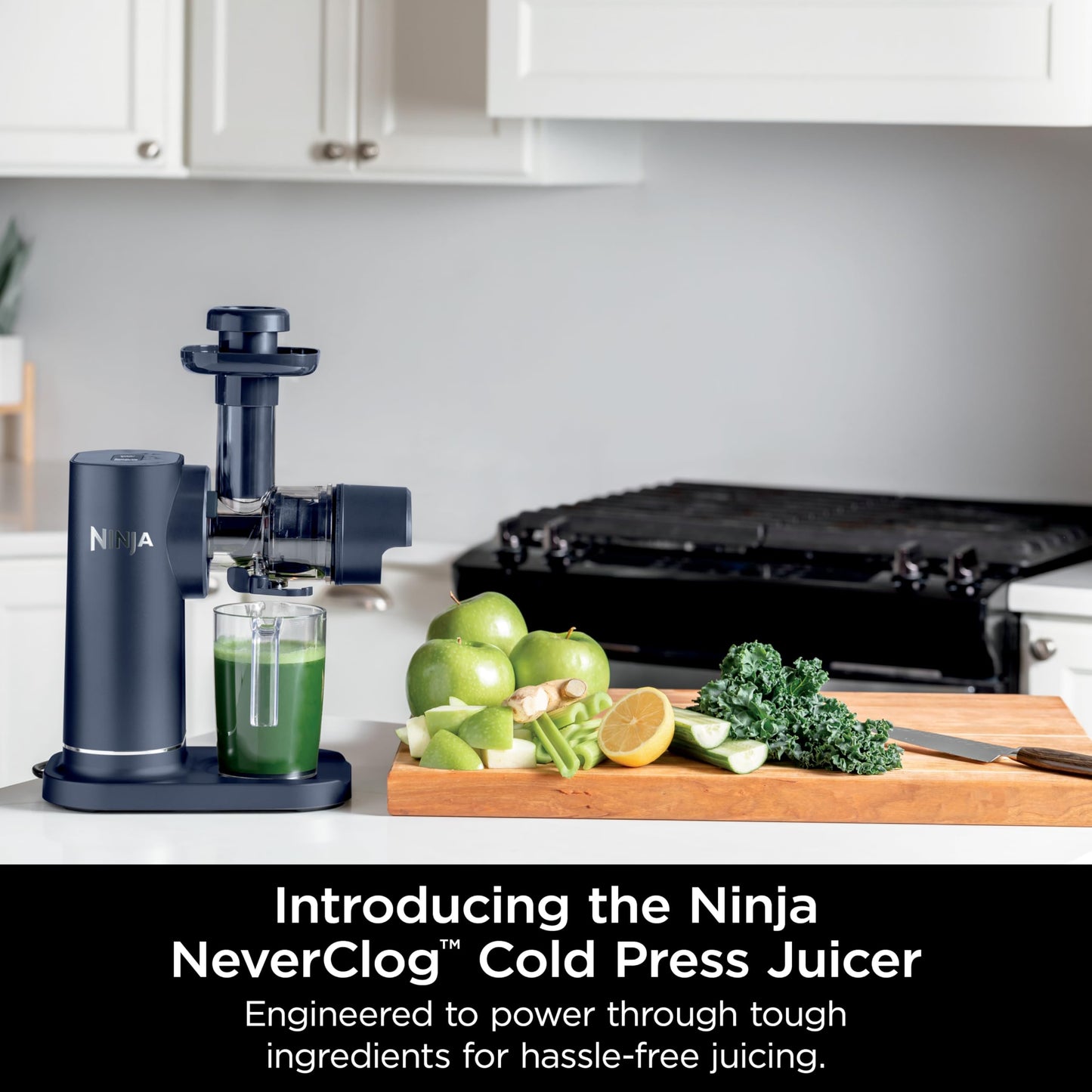Ninja NeverClog Cold Press Juicer, Powerful Slow Juicer with Total Pulp Control, Countertop, Electric, 2 Pulp Functions, Dishwasher Safe, 2nd Generation, Charcoal, JC151