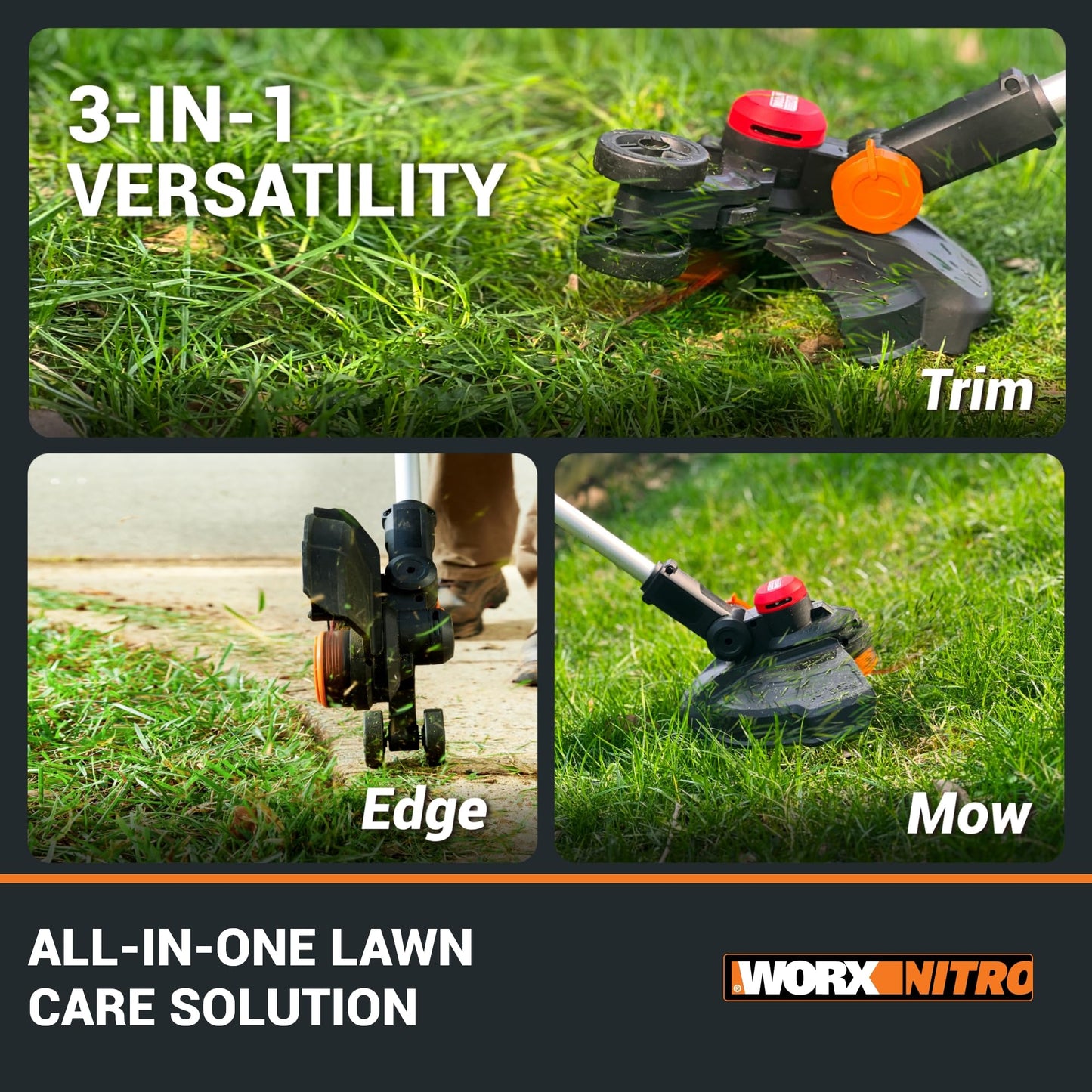 Worx String Trimmer Cordless GT3.0 20V PowerShare 12" Edger & Weed Trimmer