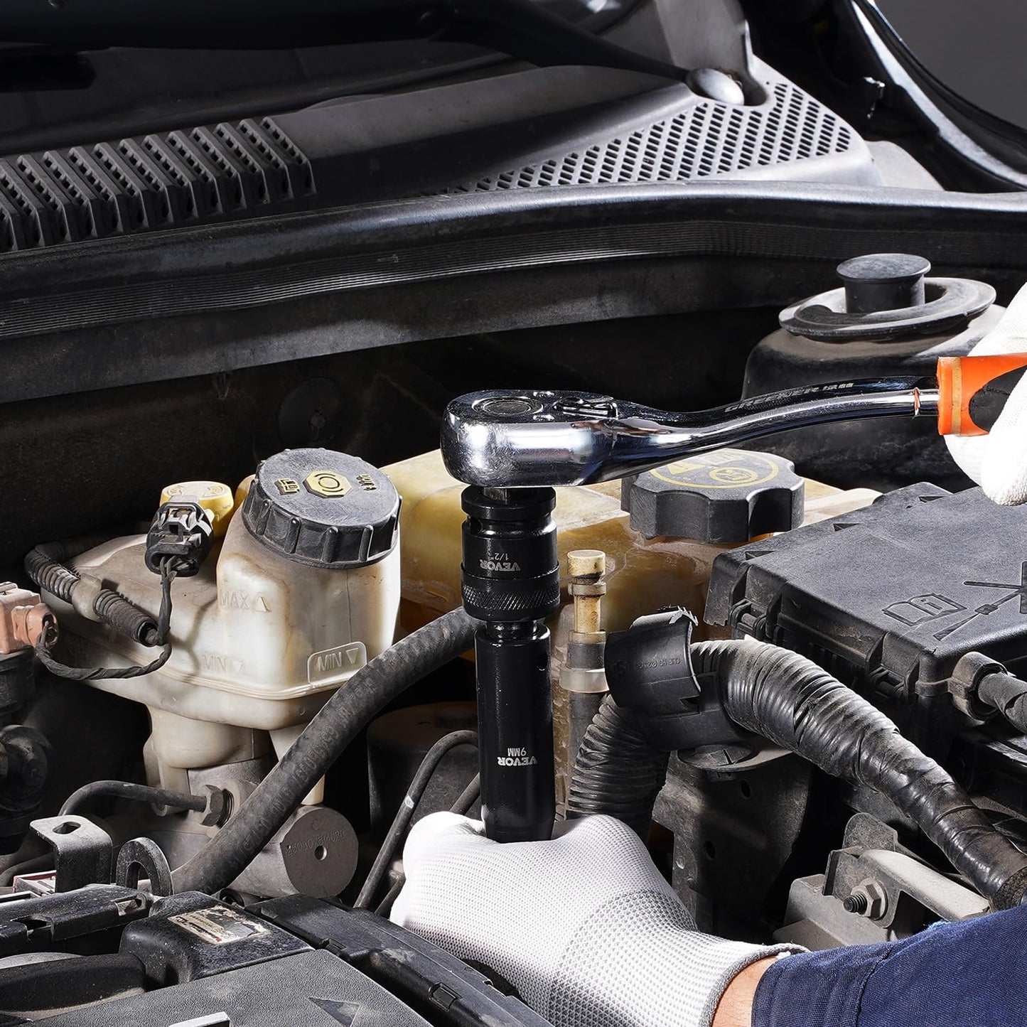 VEVOR 1/2" Drive Impact Socket Set, 65 Piece SAE 3/8" to 1-1/4" and Metric 10-24mm