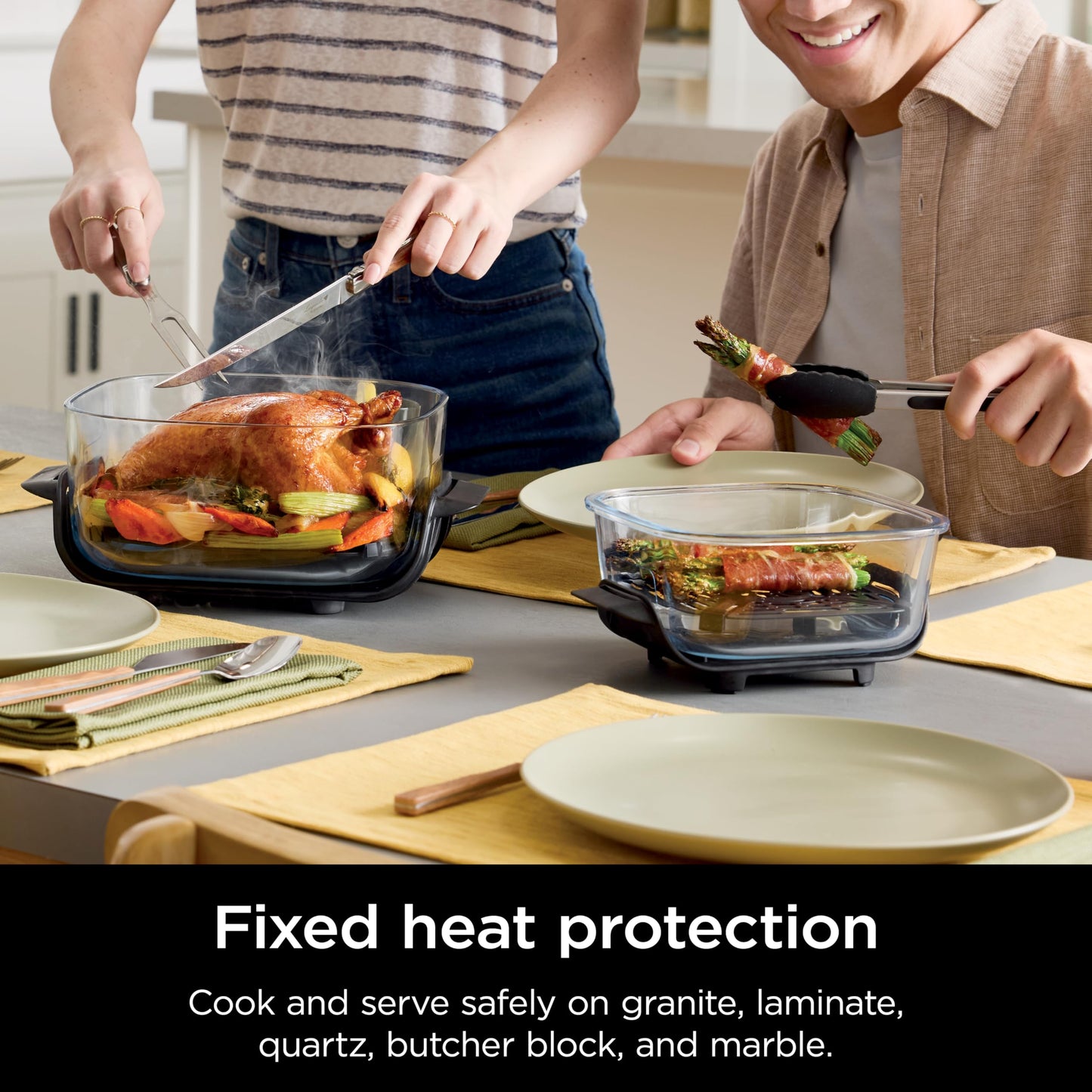 Ninja Crispi Air Fryer, Microwave, Freezer & Dishwasher Safe, Non Toxic Glass Portable Cooking System, 4 QT & 6 Cup Glass Containers with Storage Lids, Easy Meals, Air Fry, Bake, Stone, FN101ST