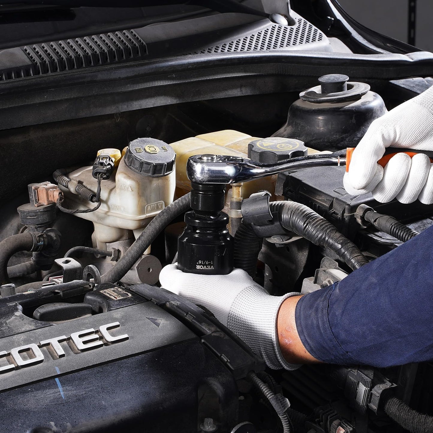 VEVOR 1/2" Drive Impact Socket Set, 65 Piece SAE 3/8" to 1-1/4" and Metric 10-24mm