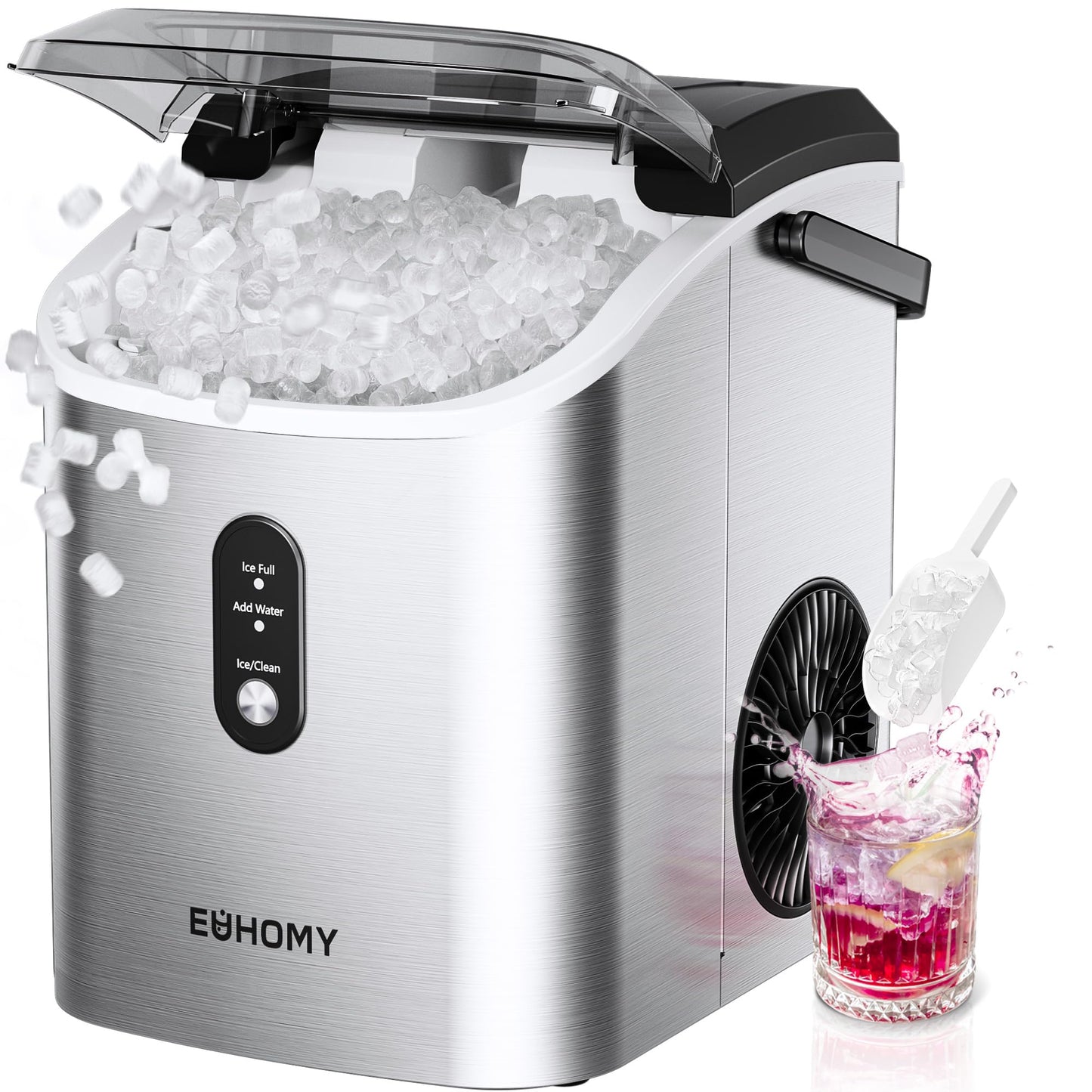 EUHOMY Nugget Ice Maker Countertop with Handle