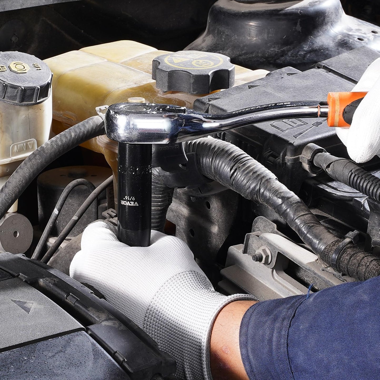 VEVOR 1/2" Drive Impact Socket Set, 65 Piece SAE 3/8" to 1-1/4" and Metric 10-24mm