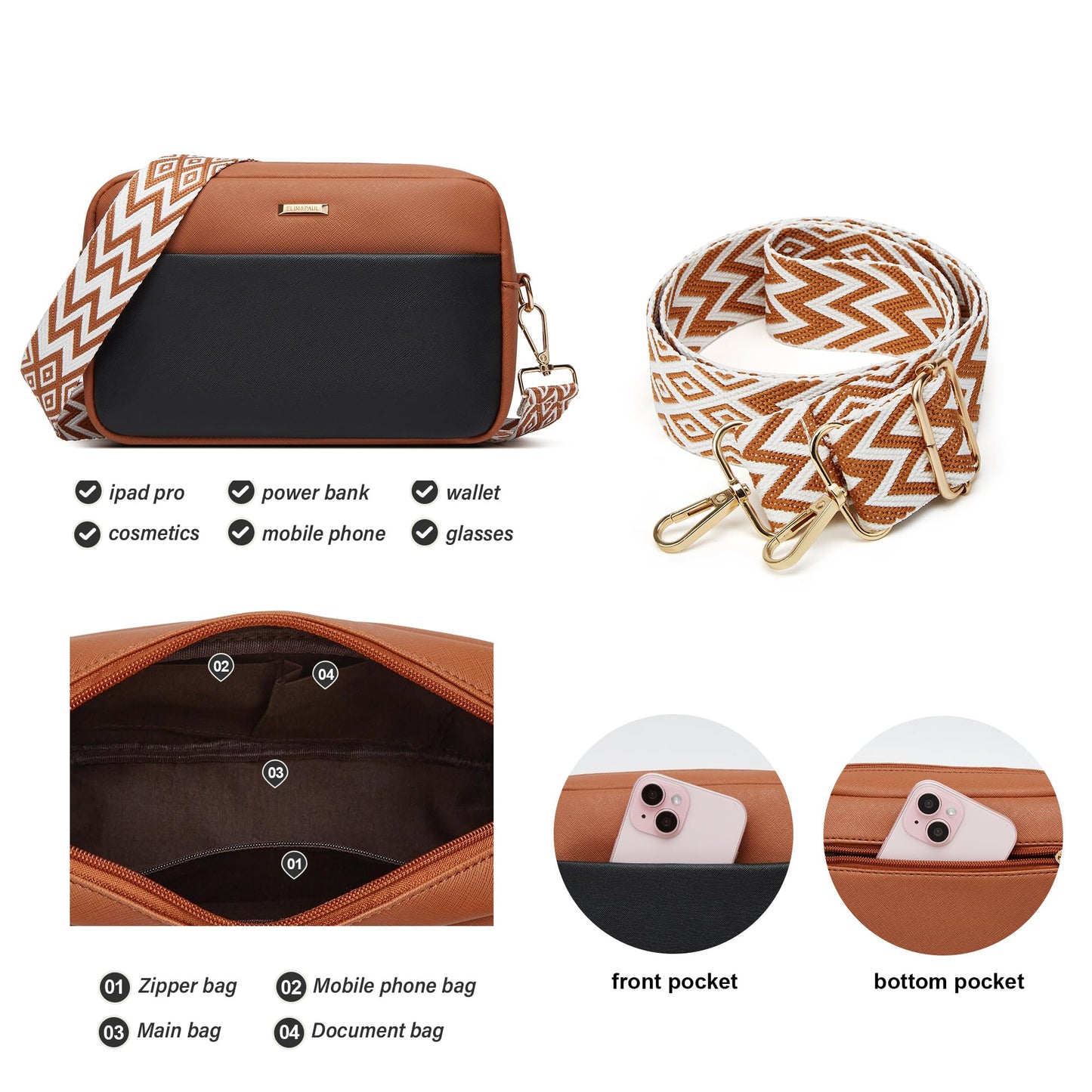 Women Fashion Synthetic Leather Handbags Set 4pcs