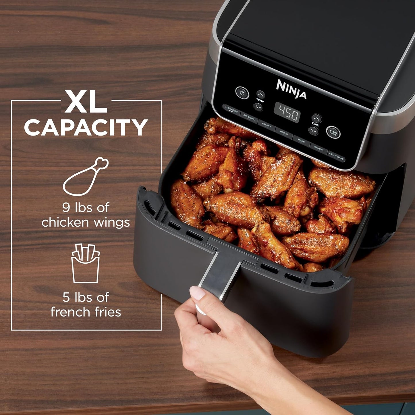 Ninja | Air Fryer | 6.5 QT Pro XL Capacity fits 9lbs