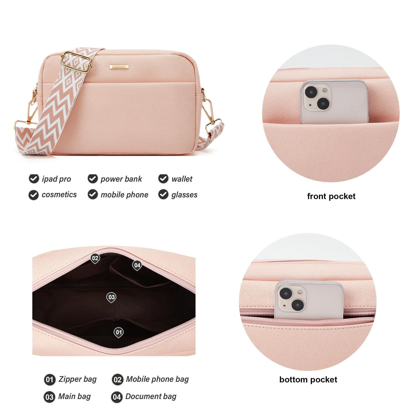 Women Fashion Synthetic Leather Handbags Set 4pcs