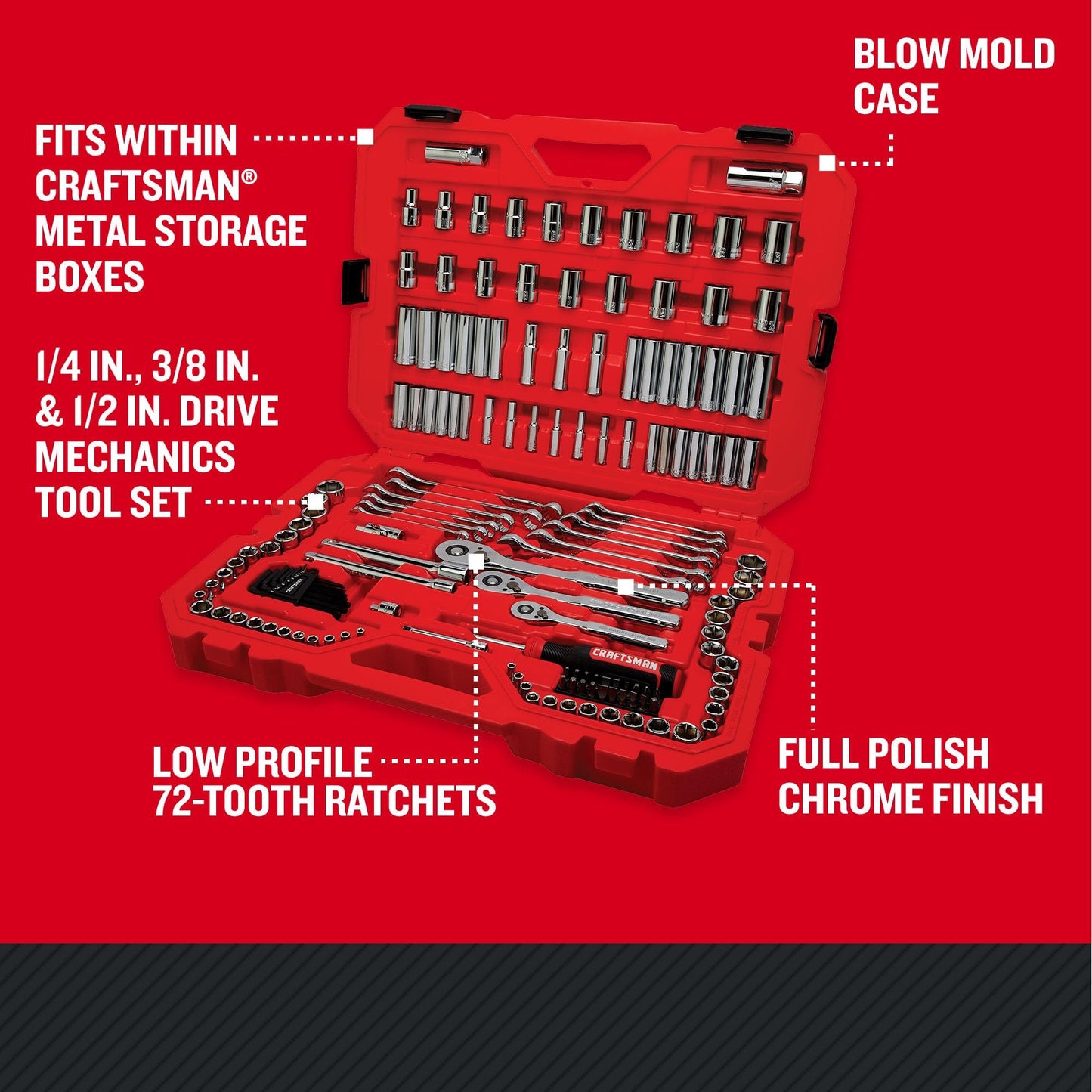CRAFTSMAN Socket Set, 159 Piece Socket Wrench Set Mechanics Tools