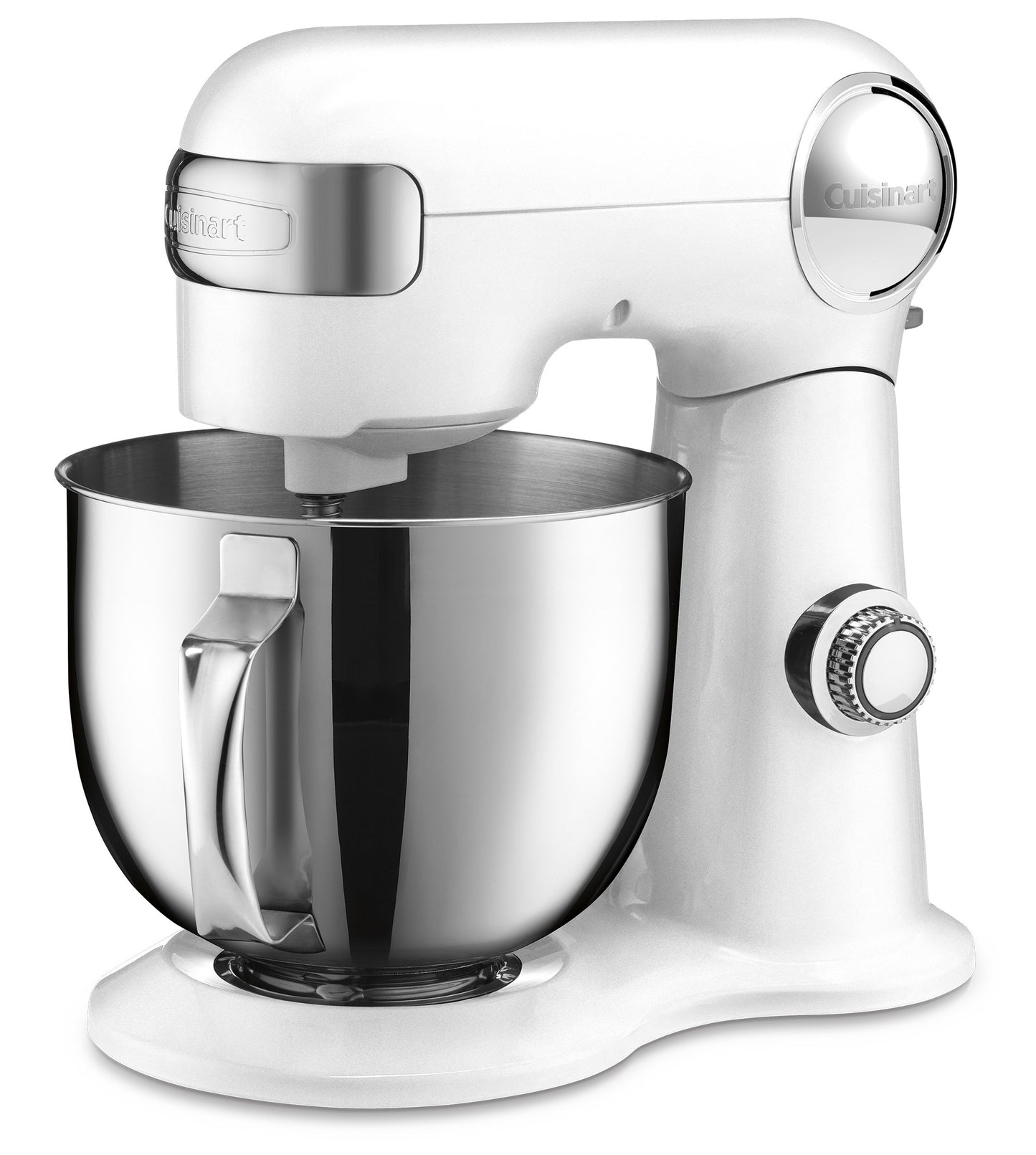 Cuisinart Stand Mixer, 12 Speeds, 5.5-Quart Mixing Bowl, Chef's Whisk, Flat Mixing Paddle, Dough Hook, and Splash Guard with Pour Spout, Silver Lining, SM-50BC, Silver Lining