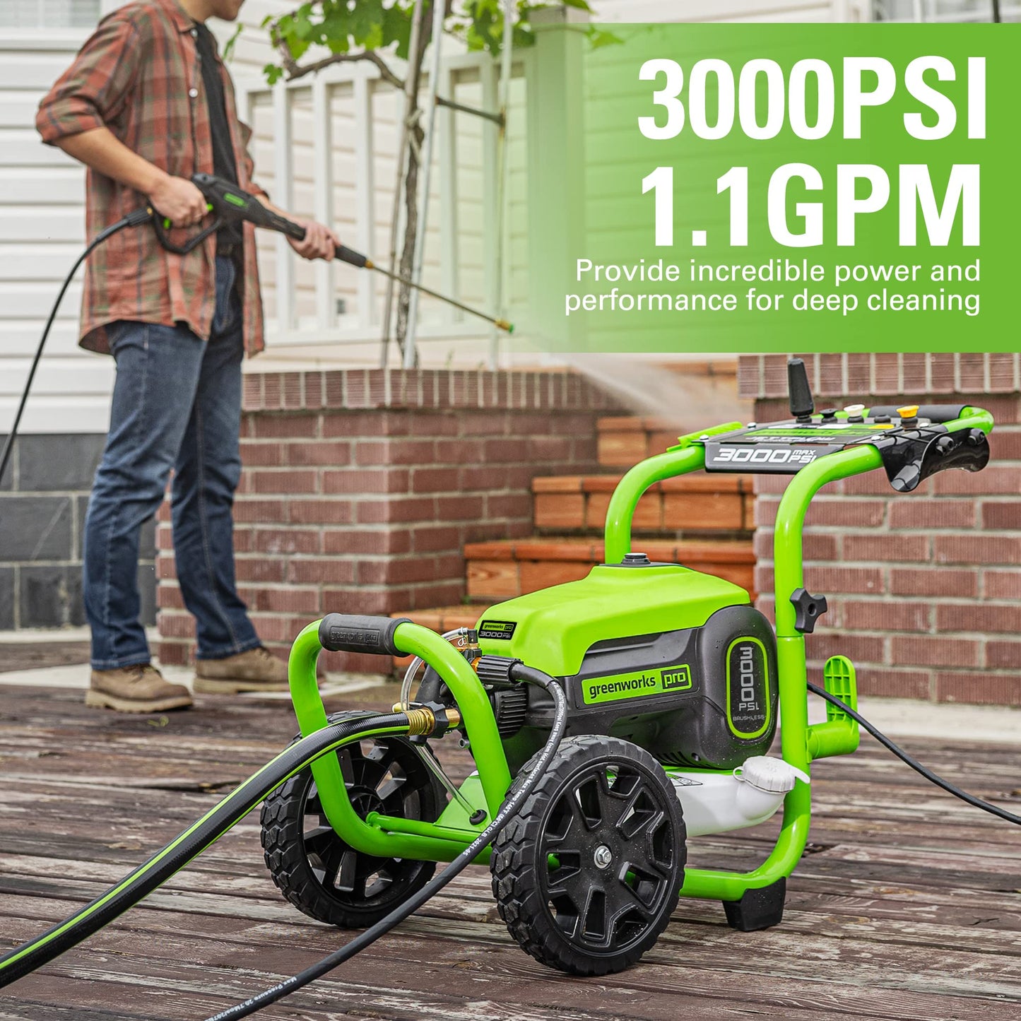 Greenworks Pro Brushless 3000 PSI (CSA Certified) 2.0 GPM Max / 1.1 GPM Electric Pressure