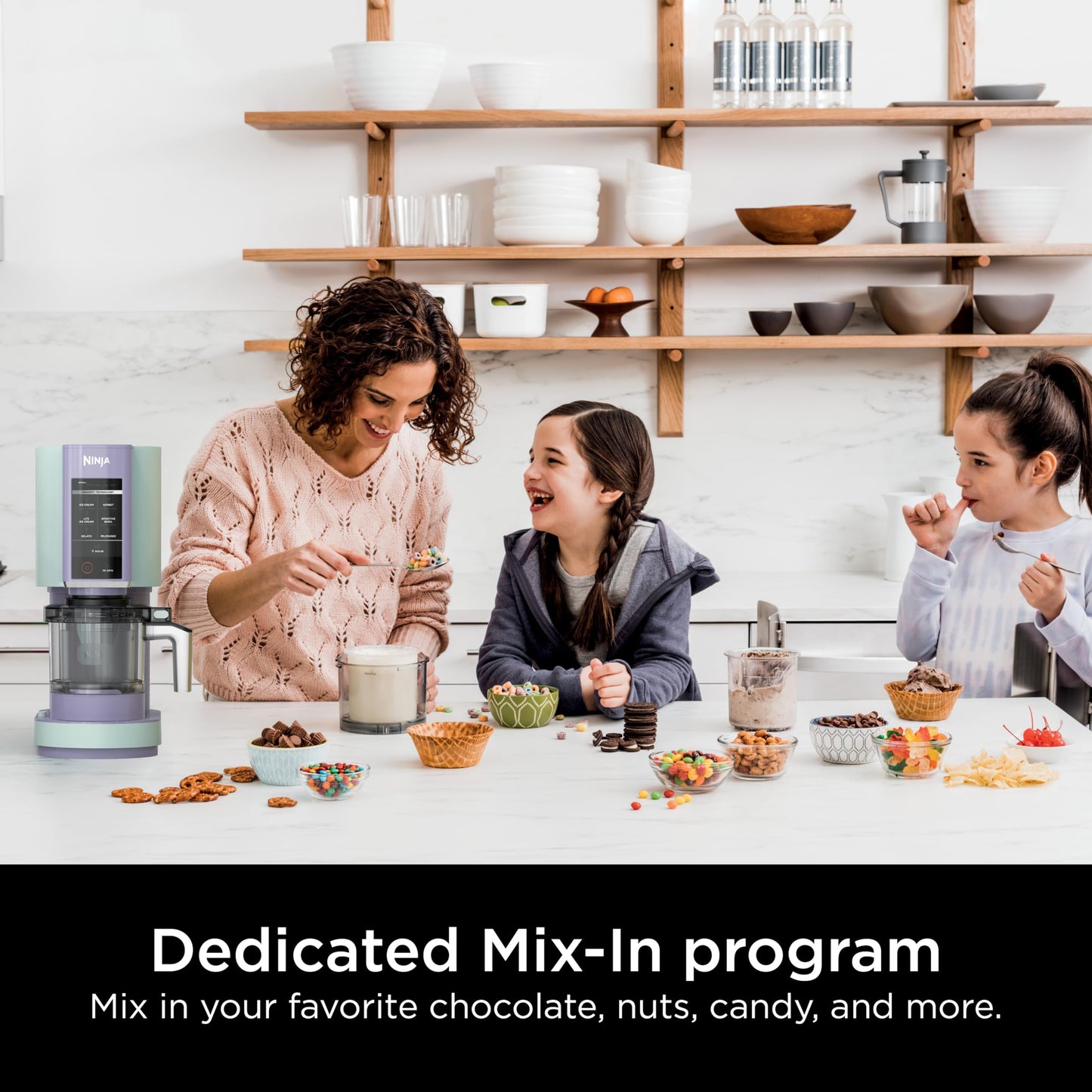 Ninja NC301 CREAMi Ice Cream Maker, for Gelato, Mix-ins, Milkshakes, Sorbet, Smoothie Bowls & More, 7 One-Touch Programs, with (2) Pint Containers & Lids, Compact Size, Perfect for Kids, Silver