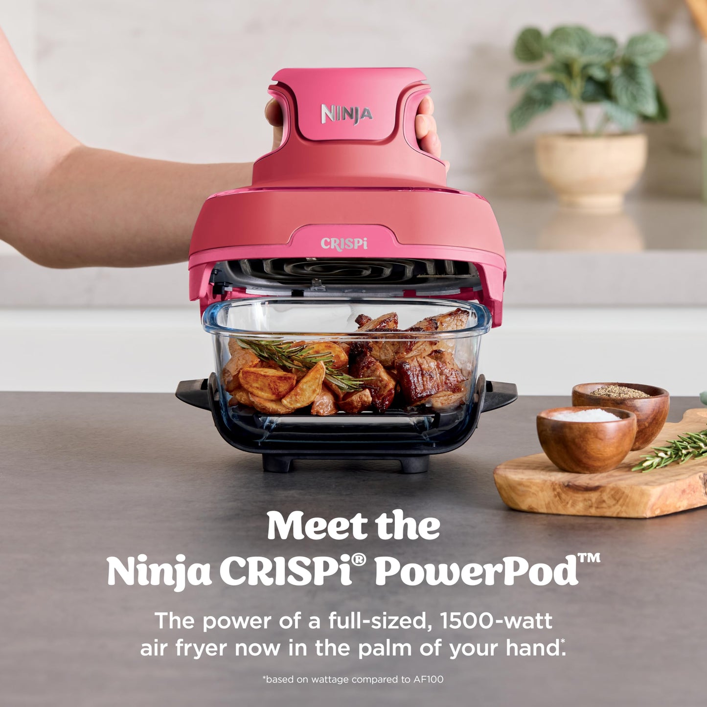 Ninja Crispi Air Fryer, Microwave, Freezer & Dishwasher Safe, Non Toxic Glass Portable Cooking System, 4 QT & 6 Cup Glass Containers with Storage Lids, Easy Meals, Air Fry, Bake, Stone, FN101ST