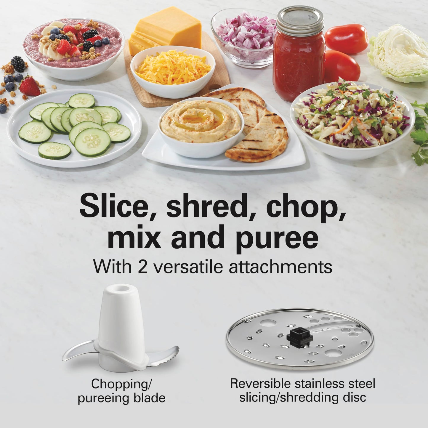 Hamilton Beach Food Processor & Vegetable Chopper for Slicing, Shredding, Mincing, and Puree, 10 Cups + Easy Clean Bowl Scraper, Black and Stainless Steel (70730)