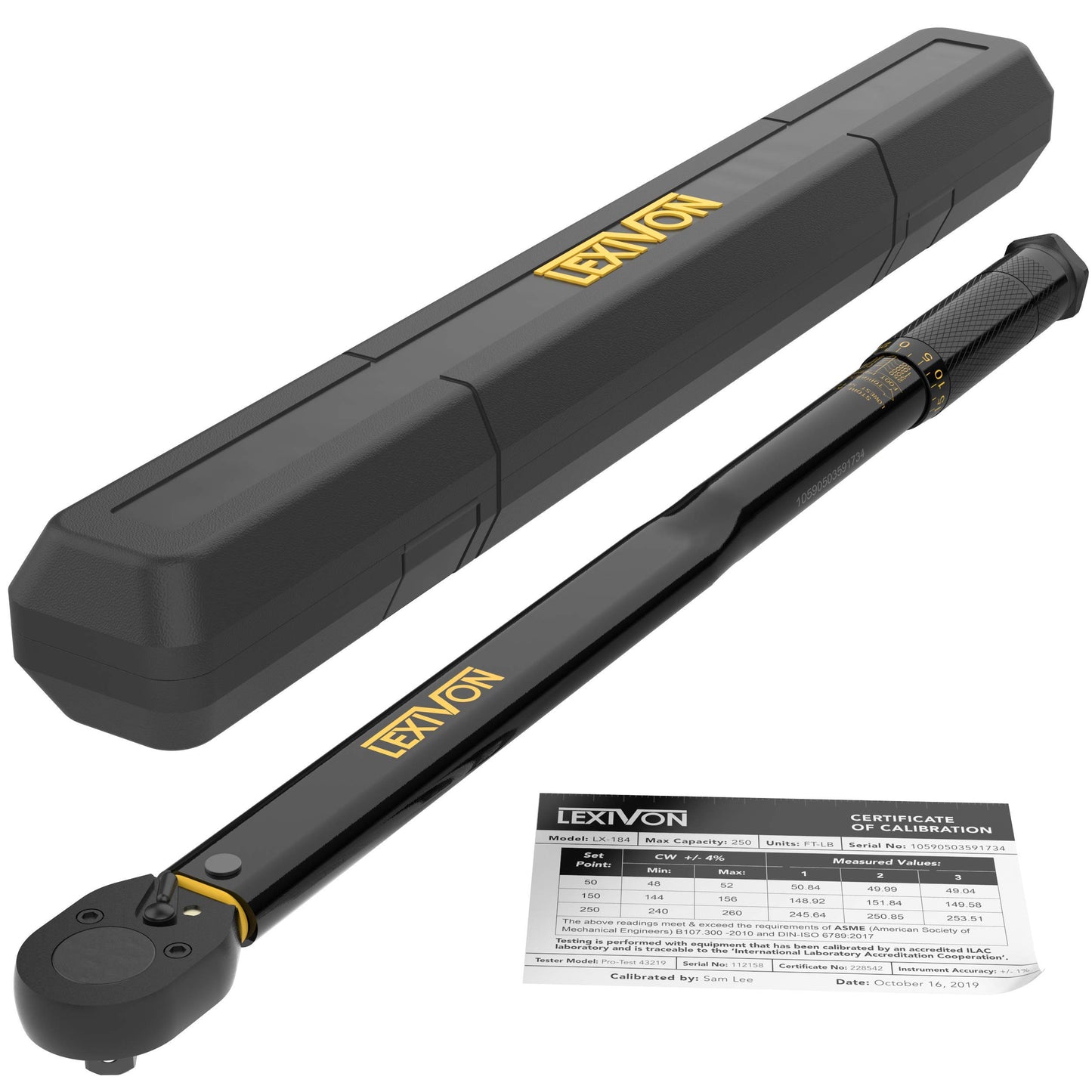 LEXIVON Torque Wrench 1/2-Inch Drive Click 10~150 Ft-Lb/13.6~203.5 Nm (LX-183)