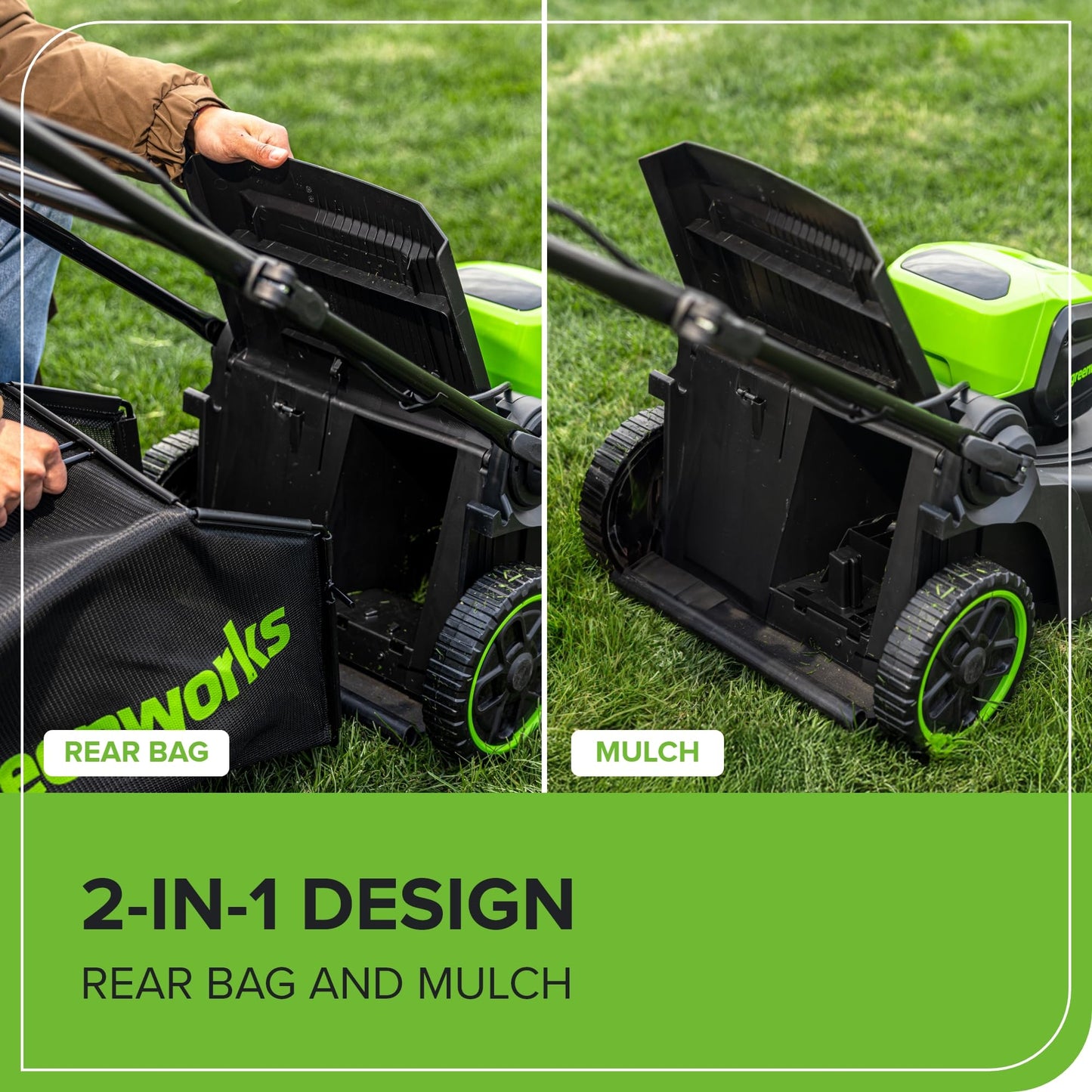 Greenworks 60V 17" Brushless Cordless Push Lawn Mower, 2-in-1 Mulching/Bagging