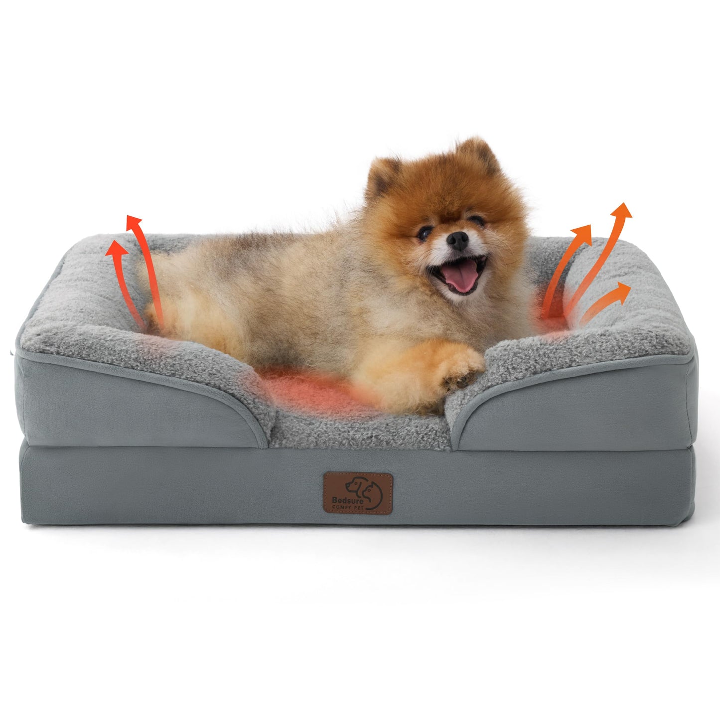 Bedsure Orthopedic Dog Beds Large Sized Dog - Washable Large Dog Cat Bed Waterproof, Comfort Dogs Couch Sofa with Washable Removable Cover, Pet Bed with Nonskid Bottom, Grey, 35"